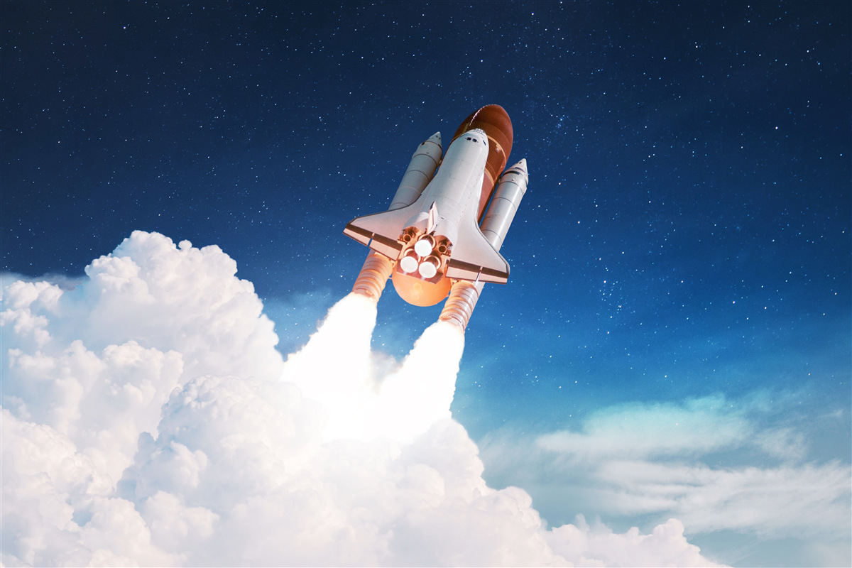 Fotobehang schip bereidt zich voor op ruimtevlucht