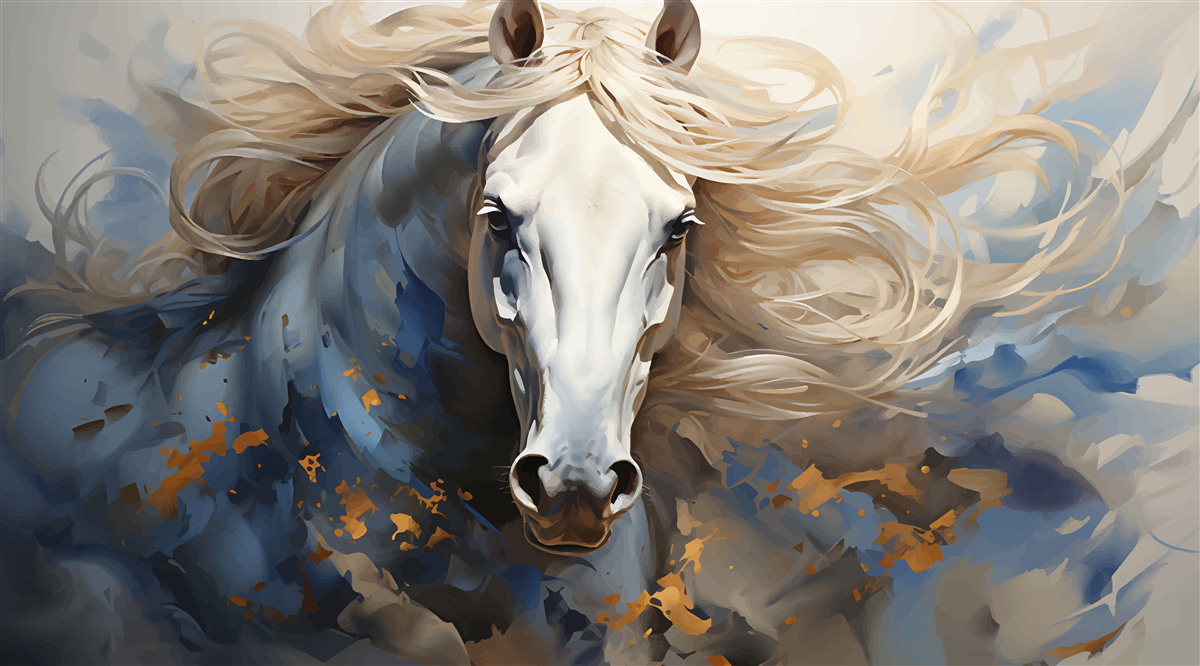 Fotobehang abstract beeld van een paard in beweging