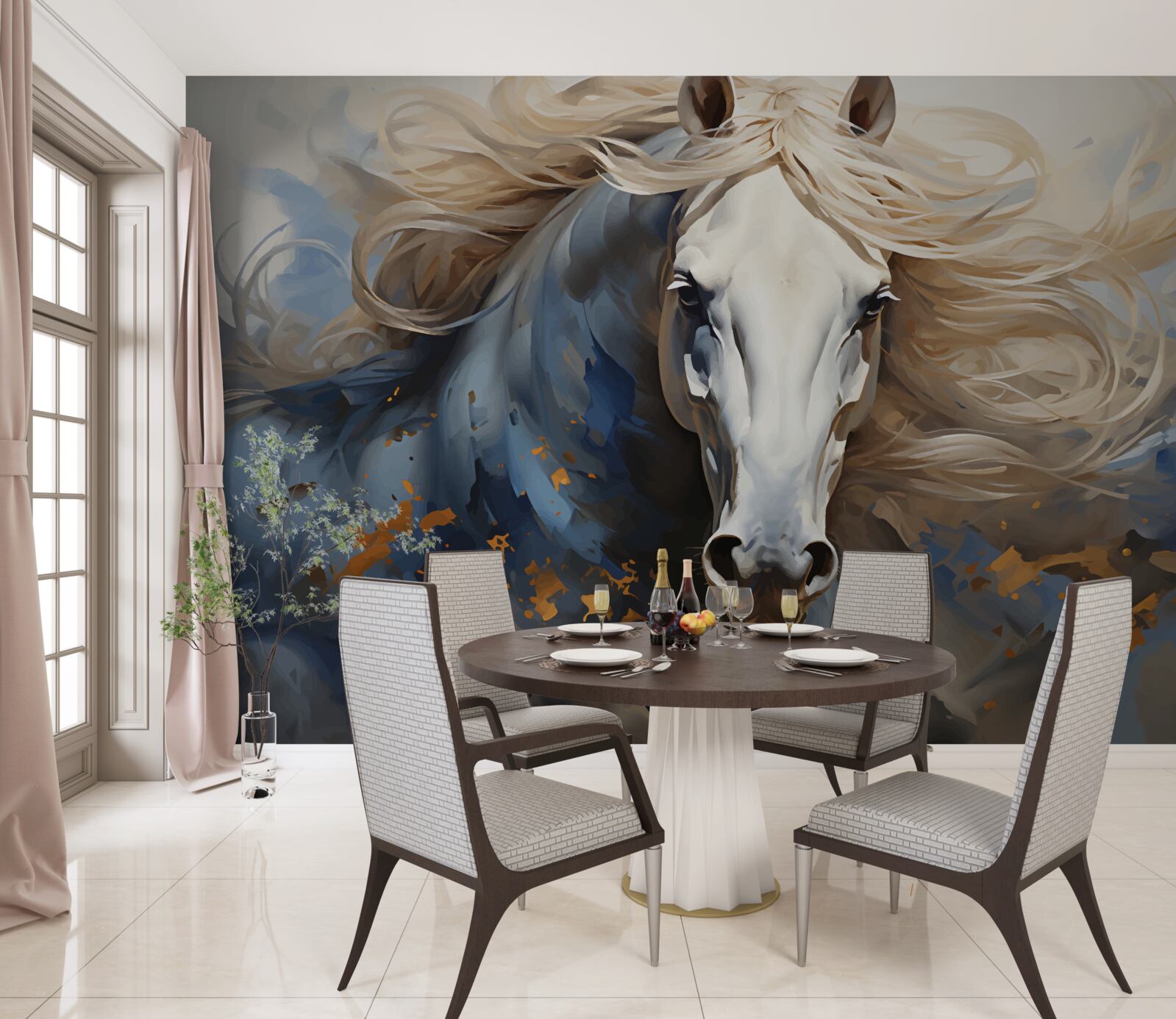 Fotobehang abstract beeld van een paard in beweging