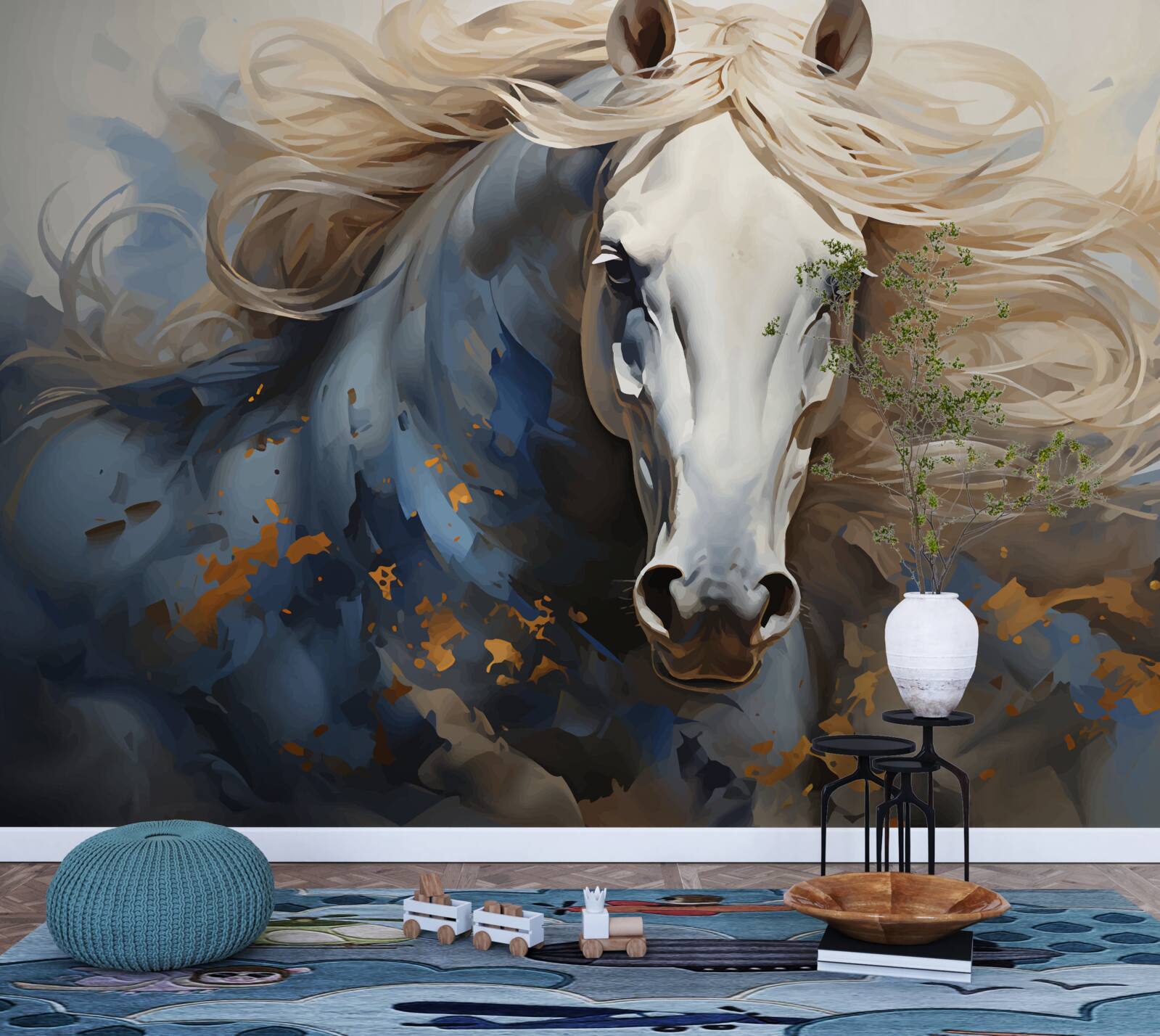 Fotobehang abstract beeld van een paard in beweging