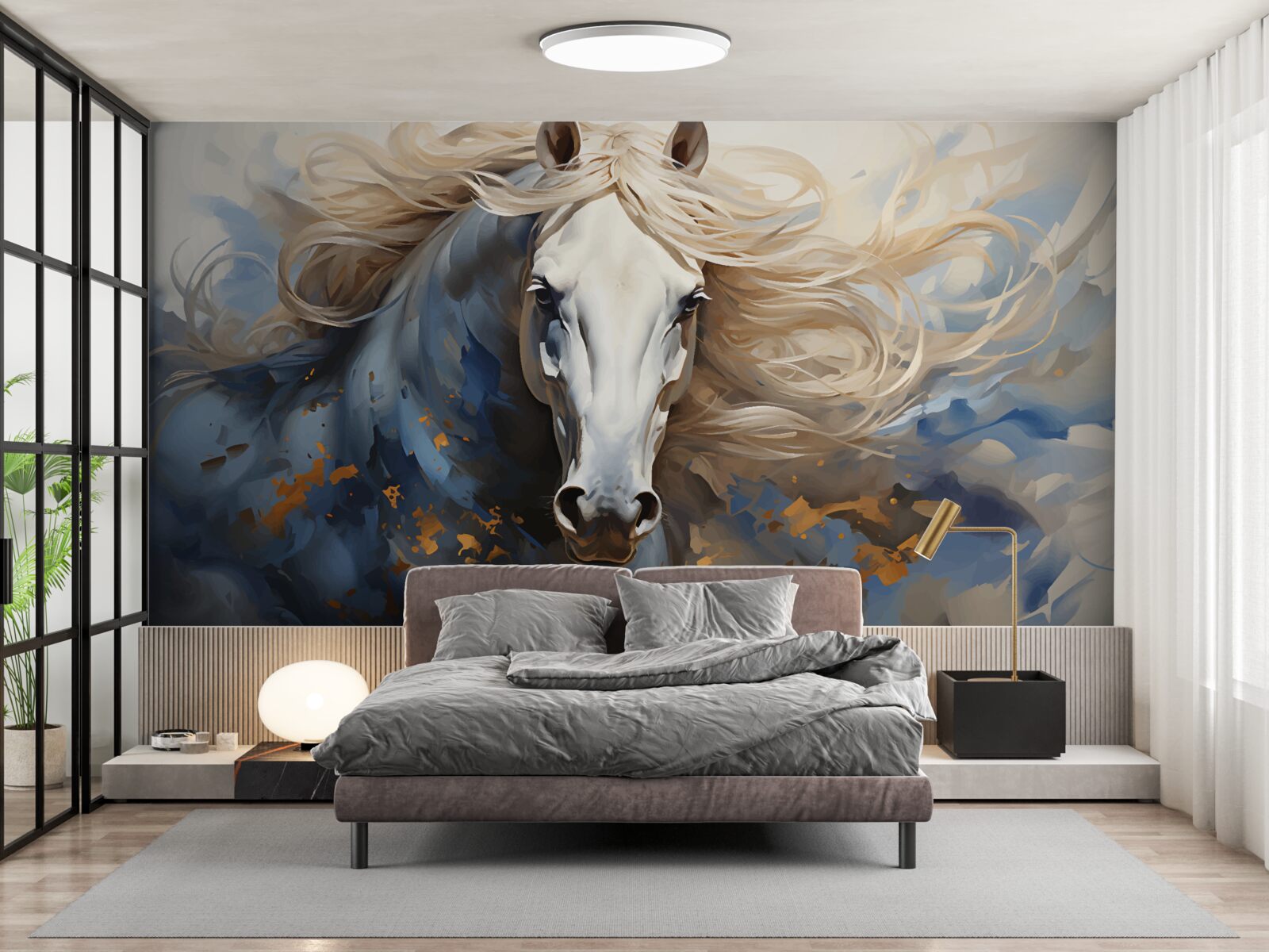 Fotobehang abstract beeld van een paard in beweging