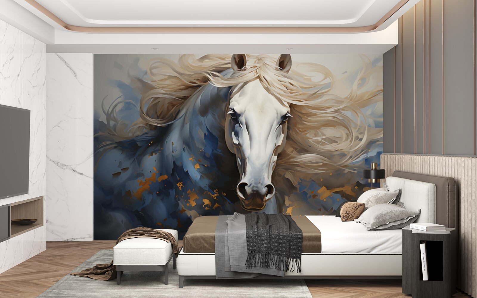 Fotobehang abstract beeld van een paard in beweging