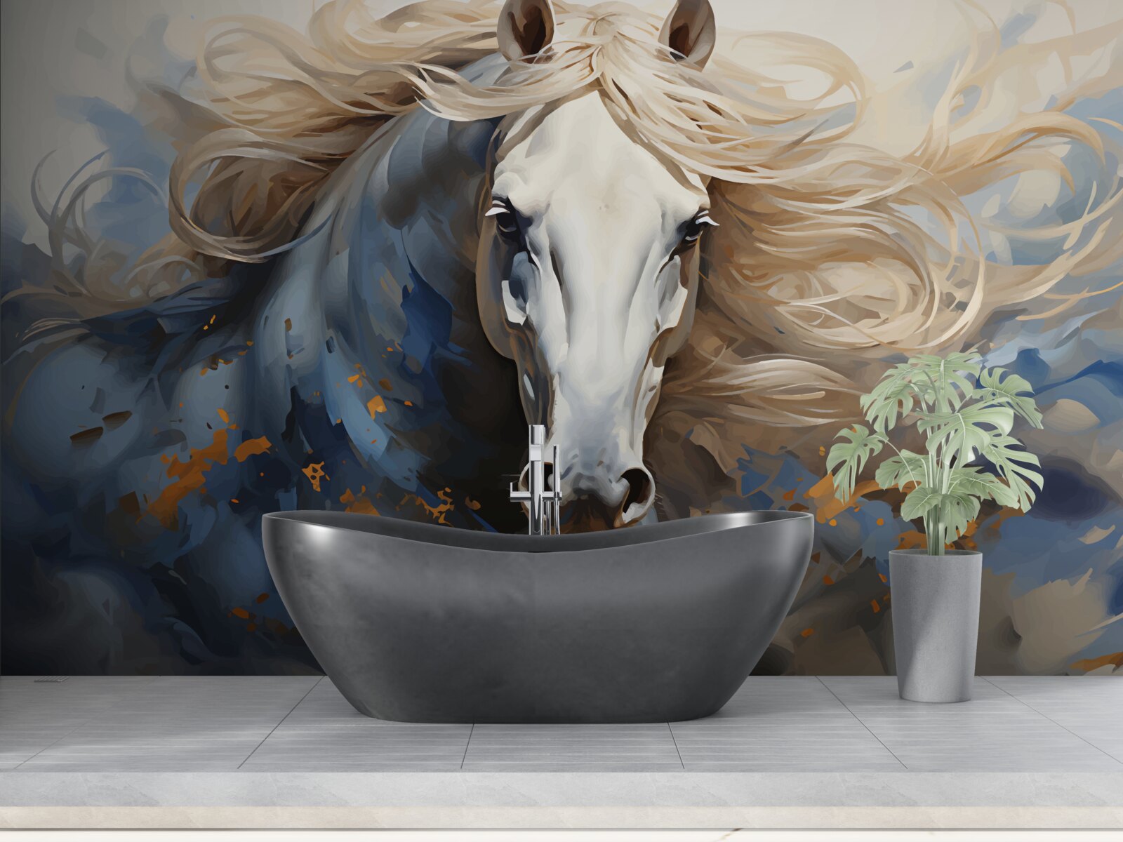 Fotobehang abstract beeld van een paard in beweging