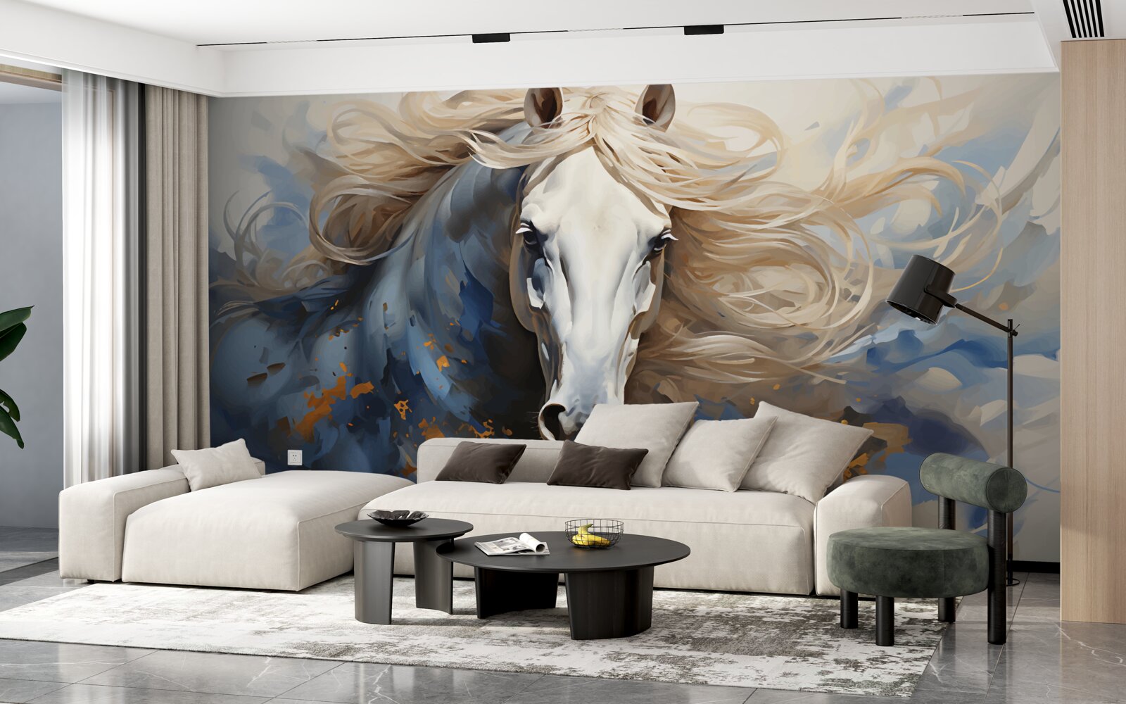 Fotobehang abstract beeld van een paard in beweging