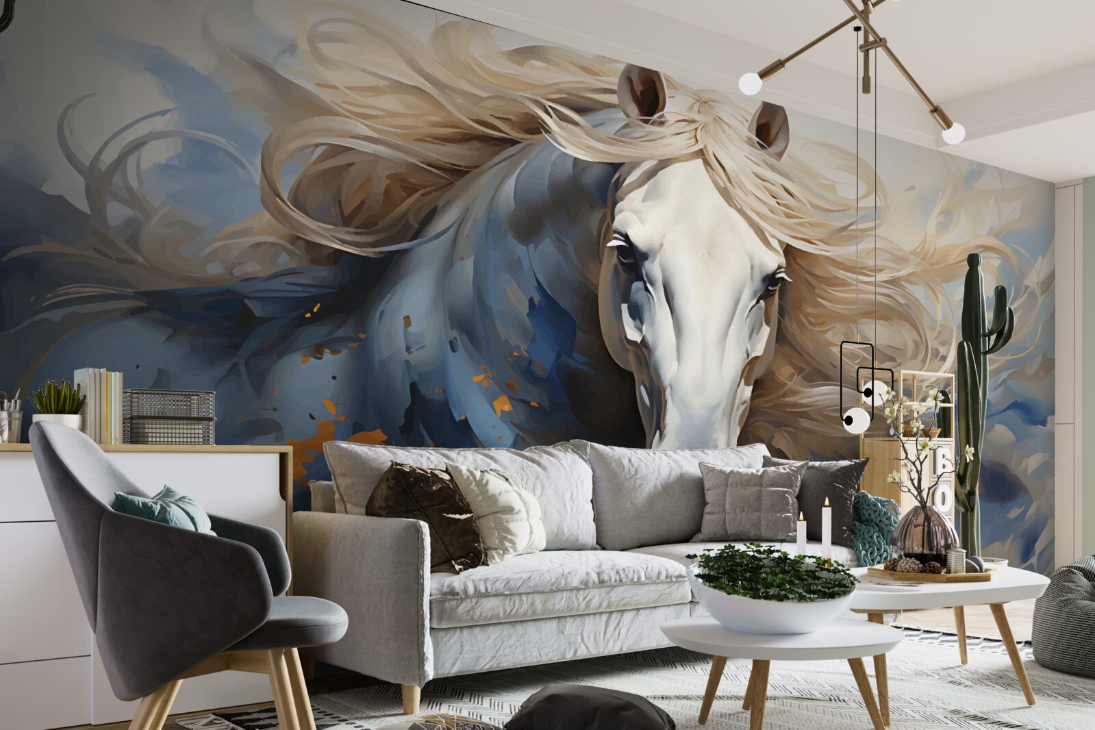 Fotobehang abstract beeld van een paard in beweging