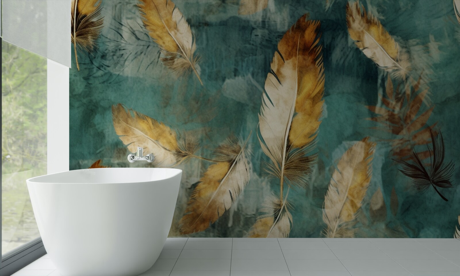 Fotobehang gouden abstracte bladeren