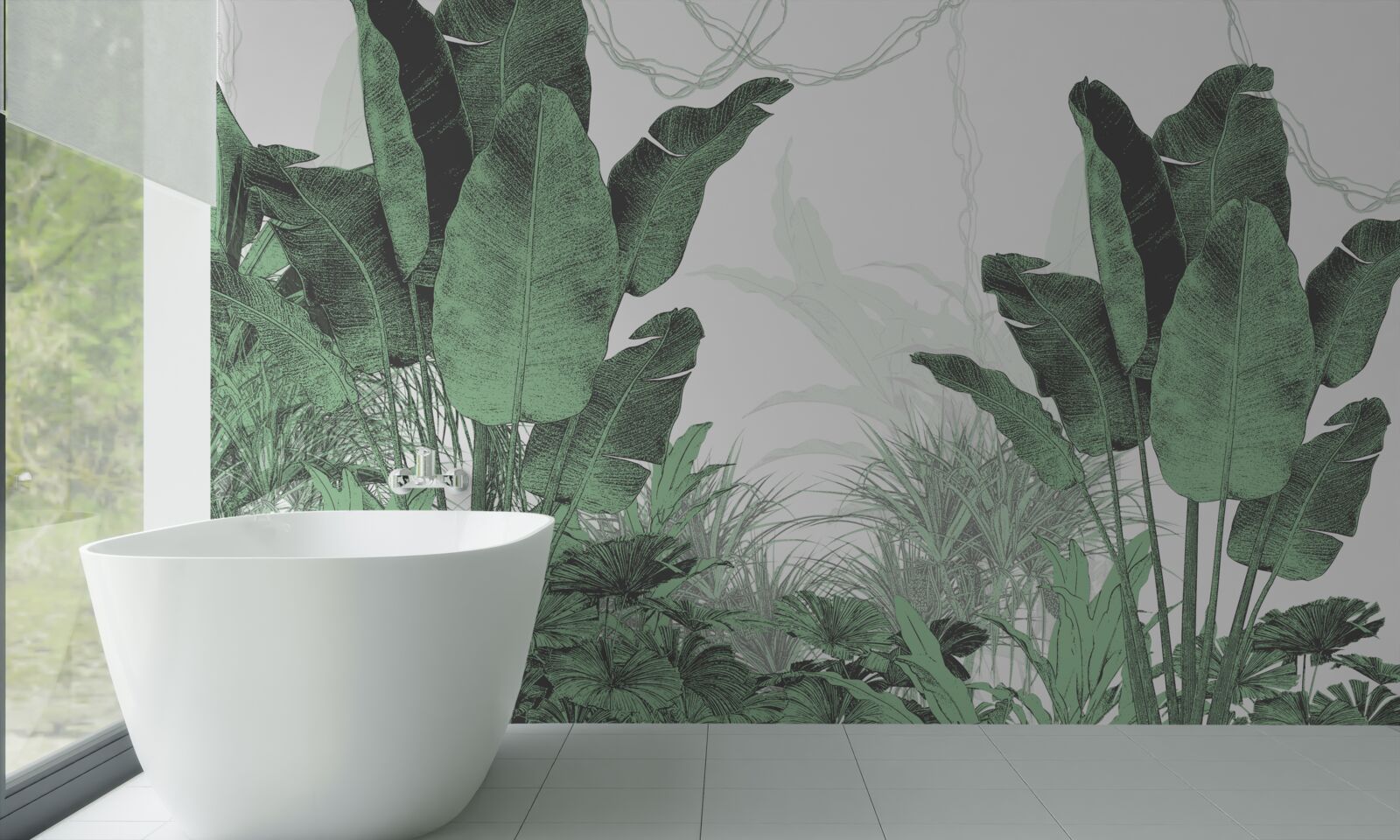 Fotobehang grote tropische bladeren van aanzienlijke grootte