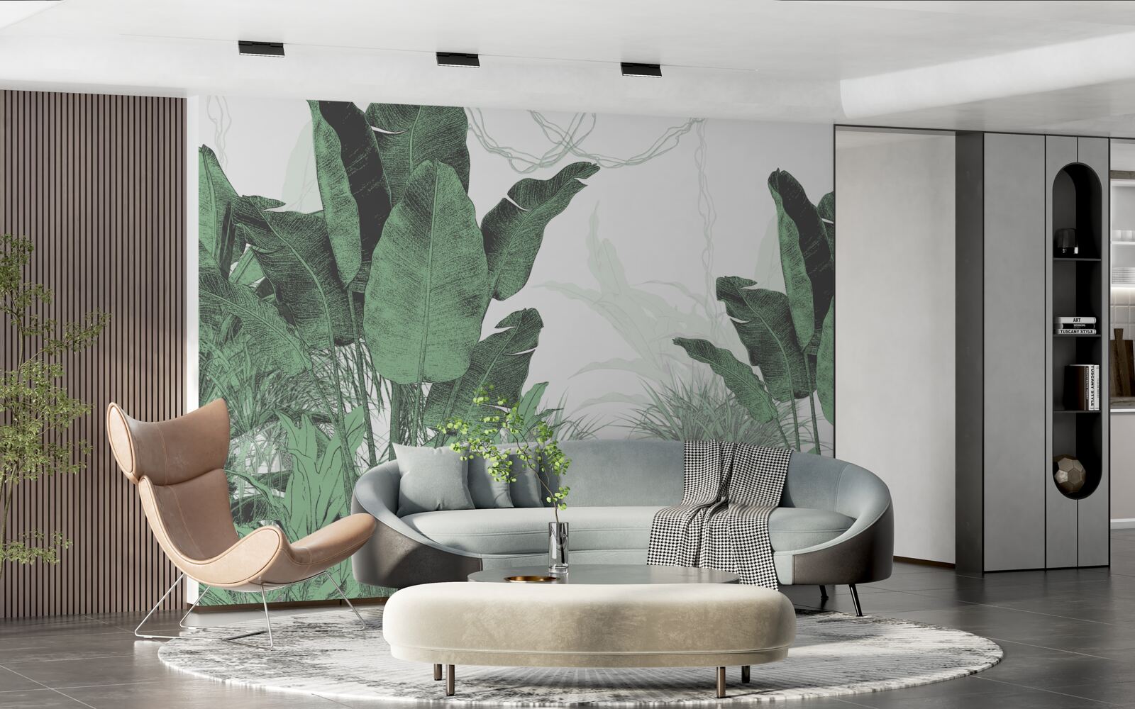 Fotobehang grote tropische bladeren van aanzienlijke grootte