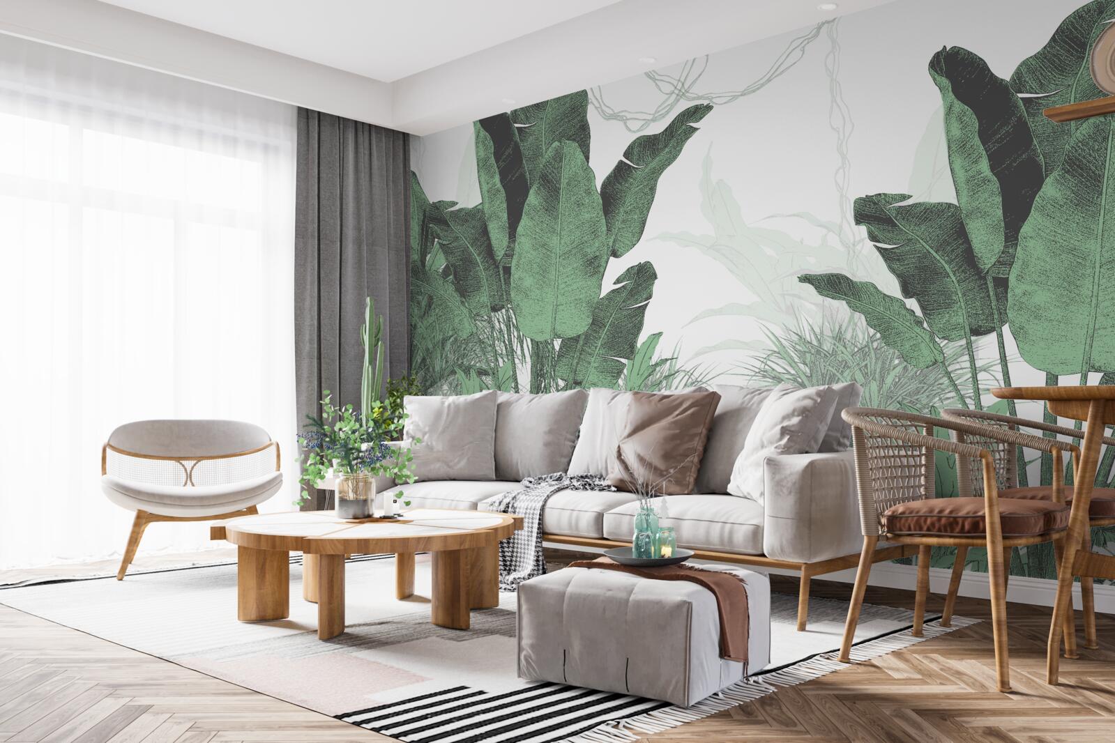 Fotobehang grote tropische bladeren van aanzienlijke grootte