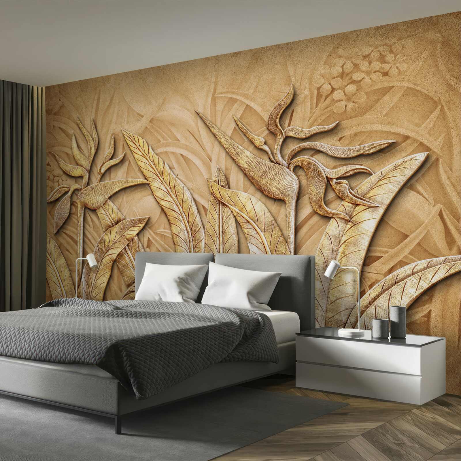 Fotobehang textuurpatronen op boombladeren