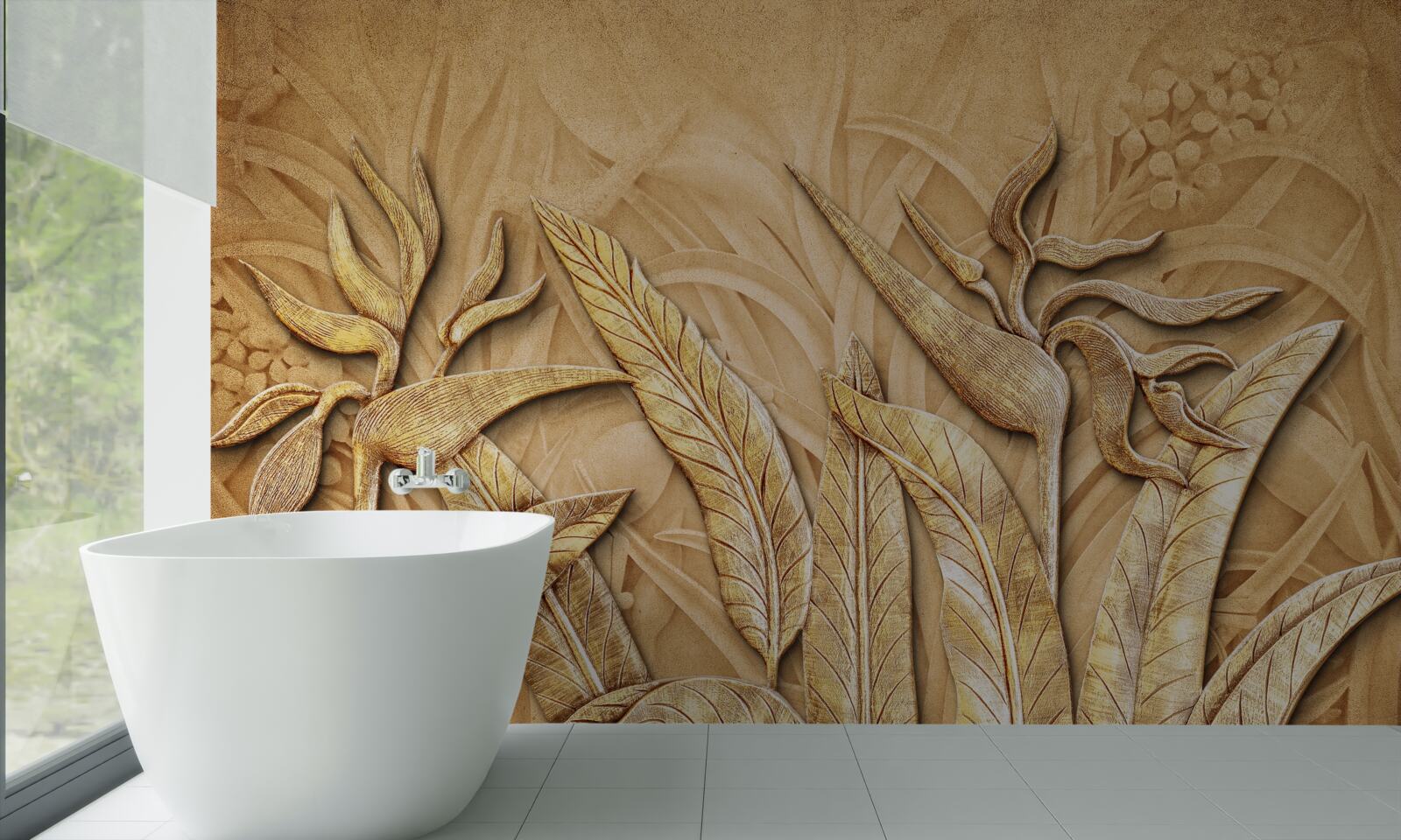 Fotobehang textuurpatronen op boombladeren