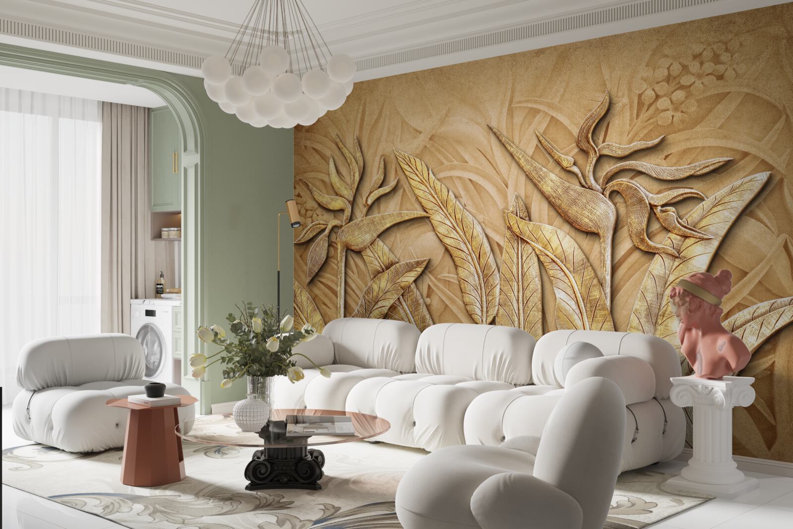 Fotobehang textuurpatronen op boombladeren