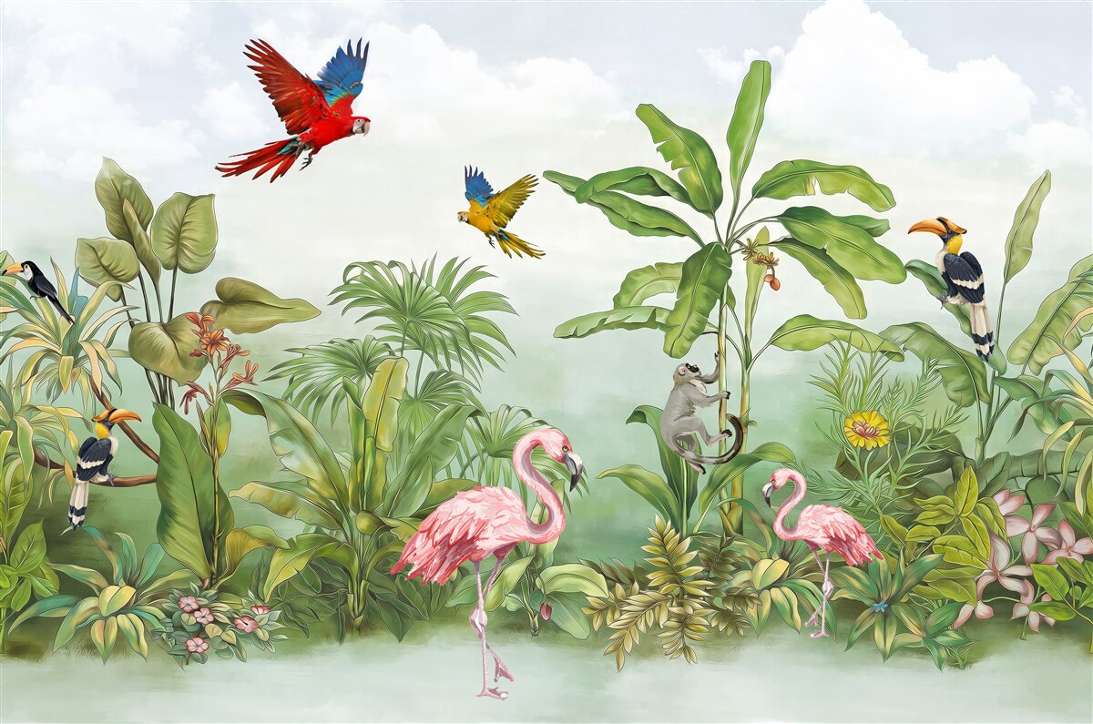 Fotobehang dieren in rokerige bossen