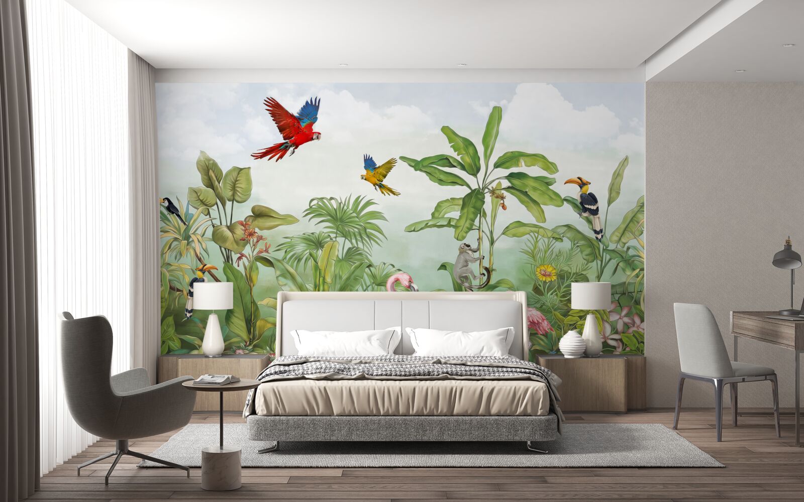 Fotobehang dieren in rokerige bossen