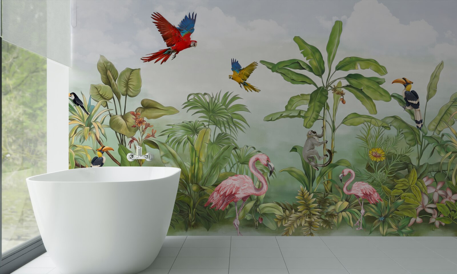 Fotobehang dieren in rokerige bossen