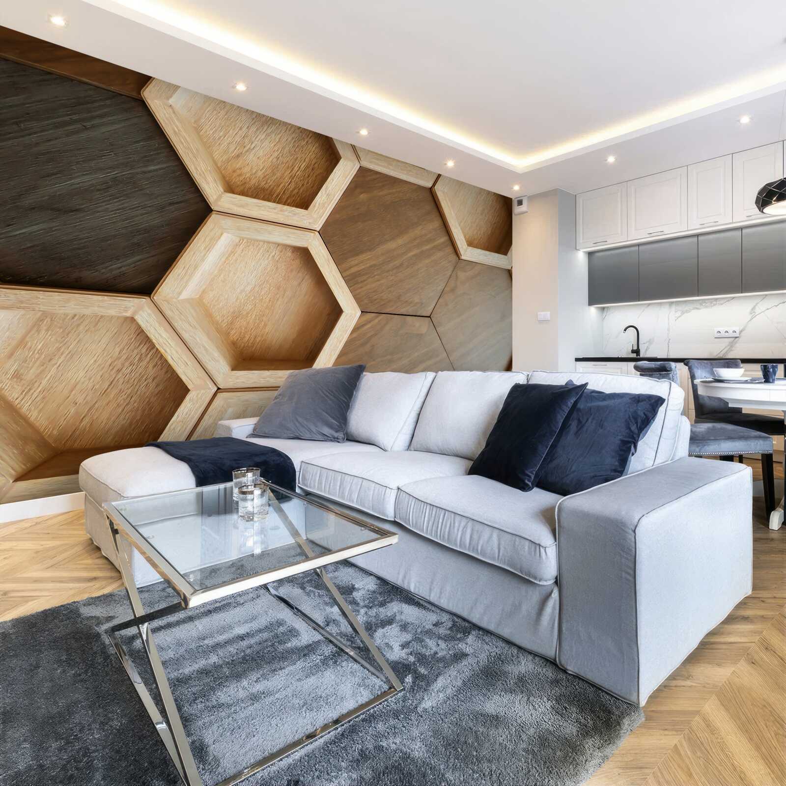 Fotobehang veelkleurige houten cellen