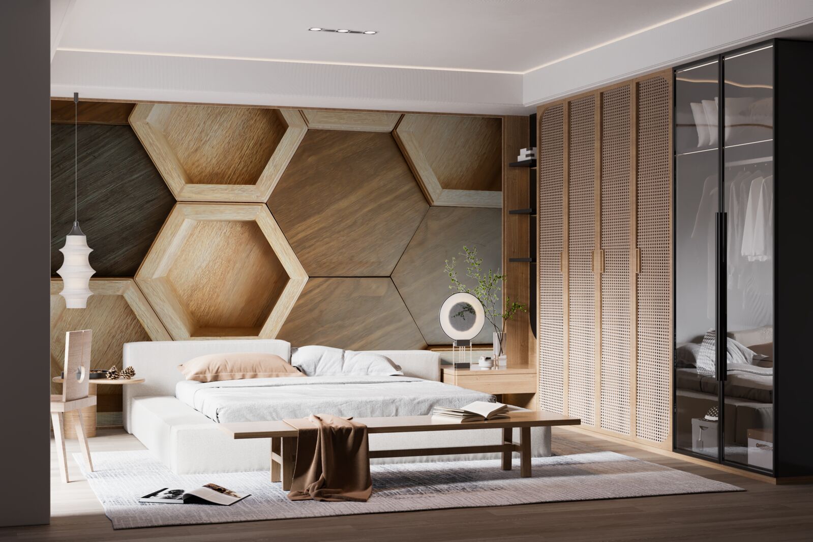 Fotobehang veelkleurige houten cellen