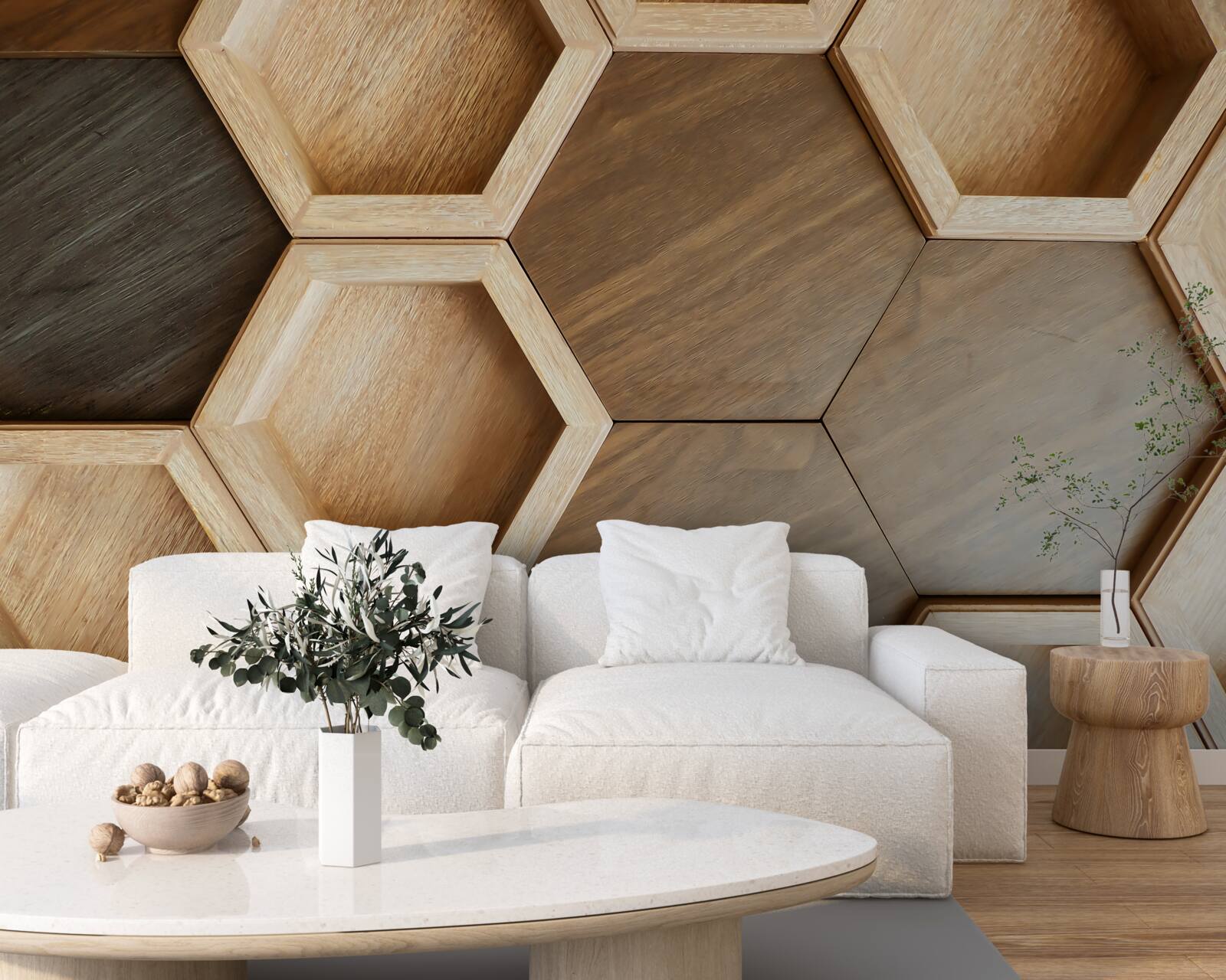 Fotobehang veelkleurige houten cellen