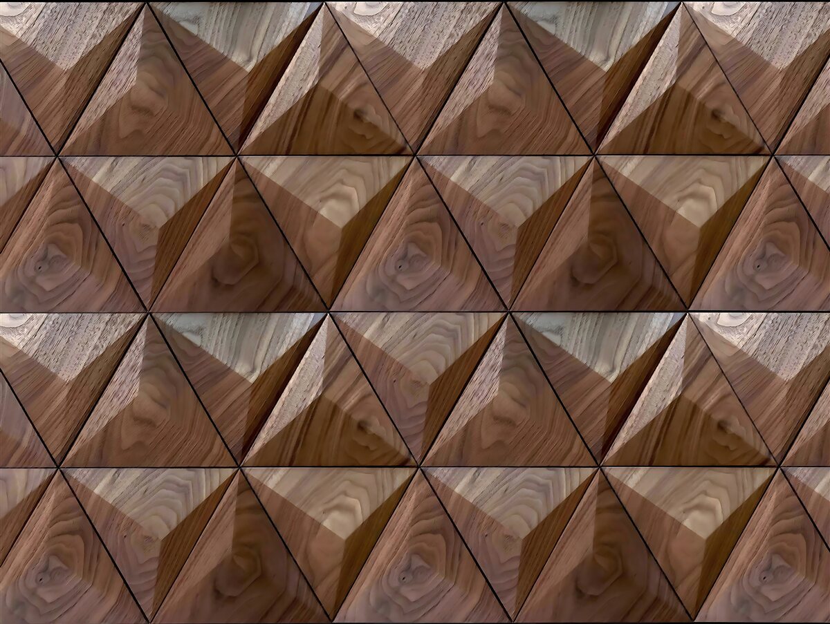 Fotobehang driehoekige vormen met houtstructuur
