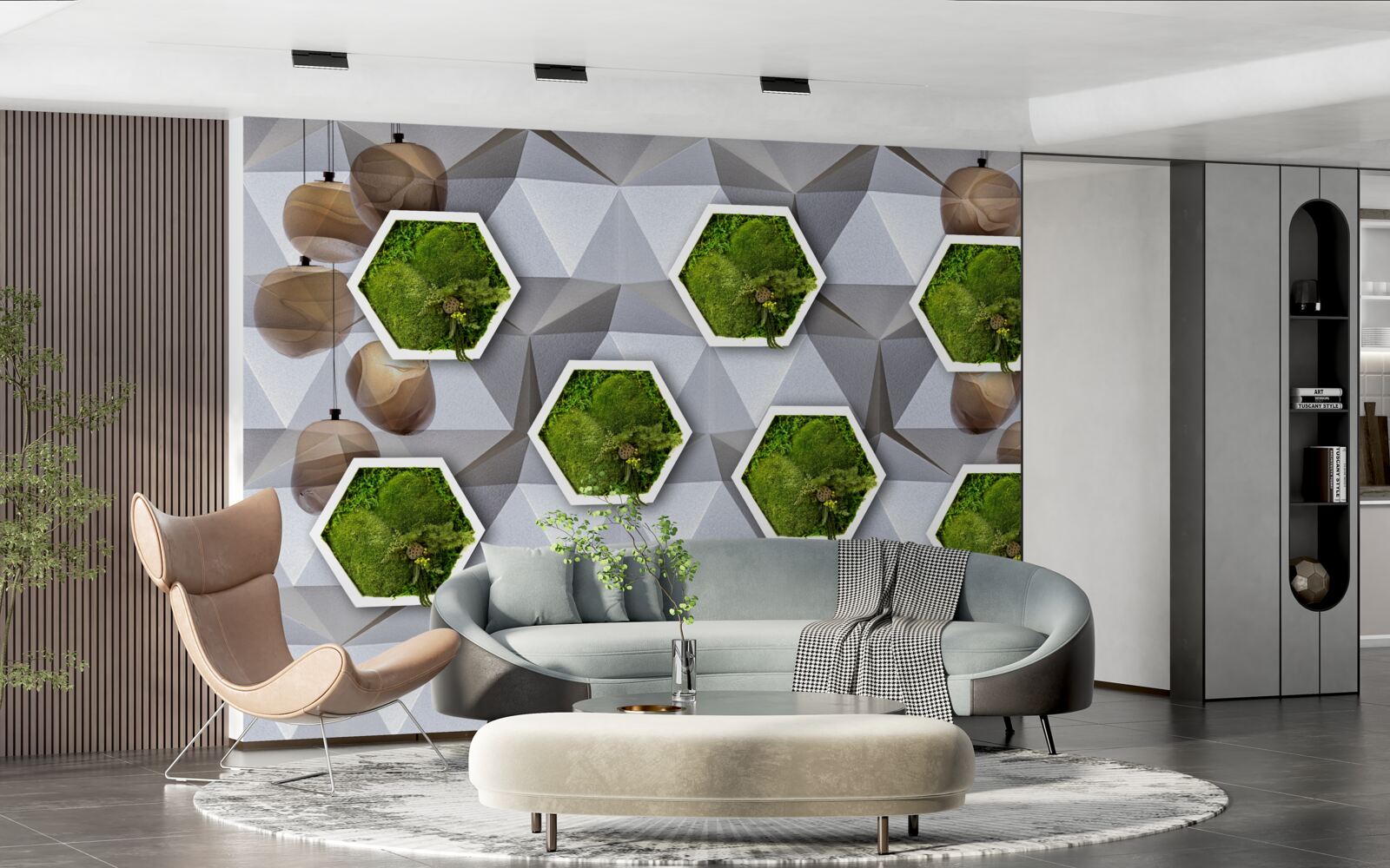 Fotobehang vijfhoekige planten