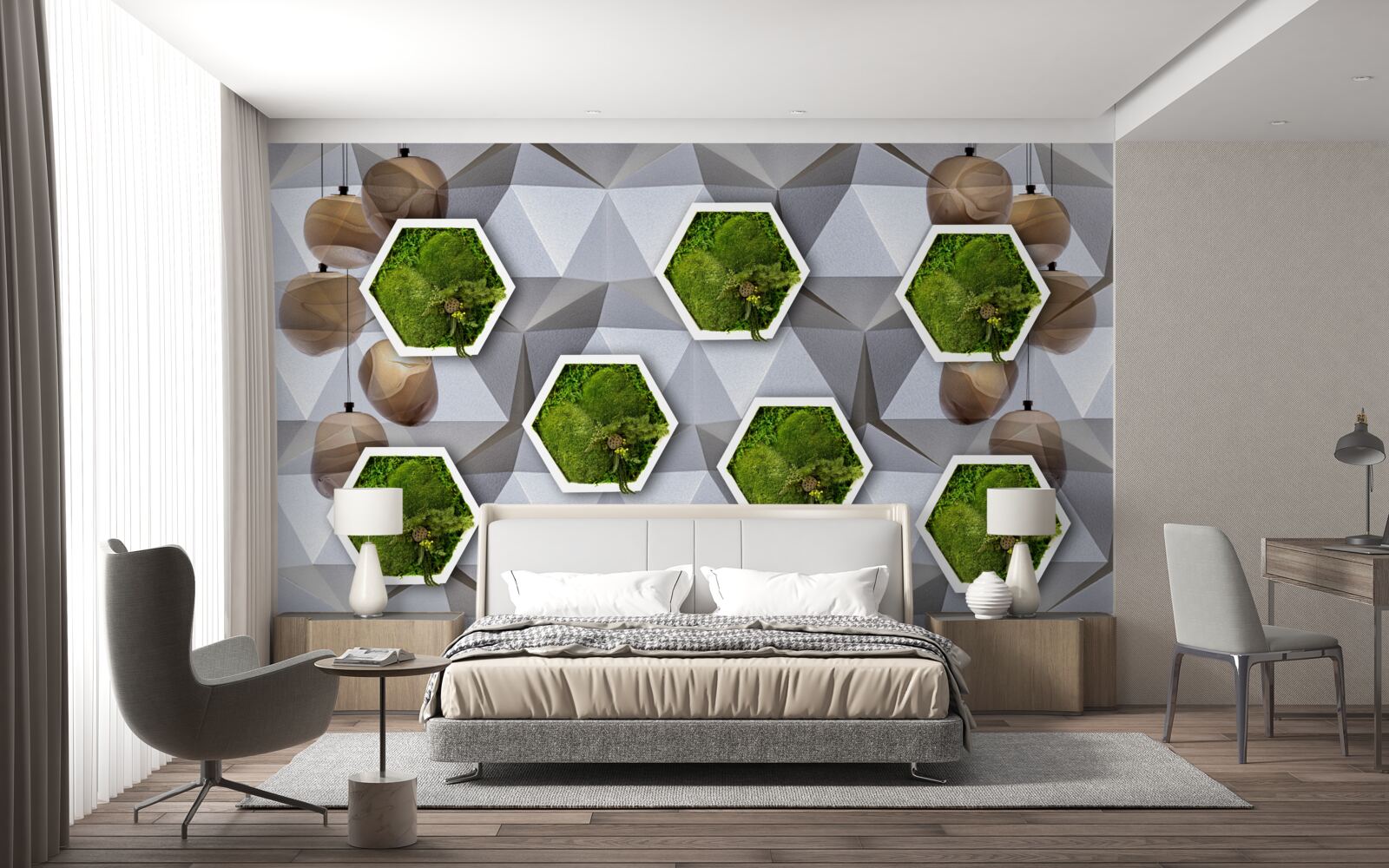 Fotobehang vijfhoekige planten