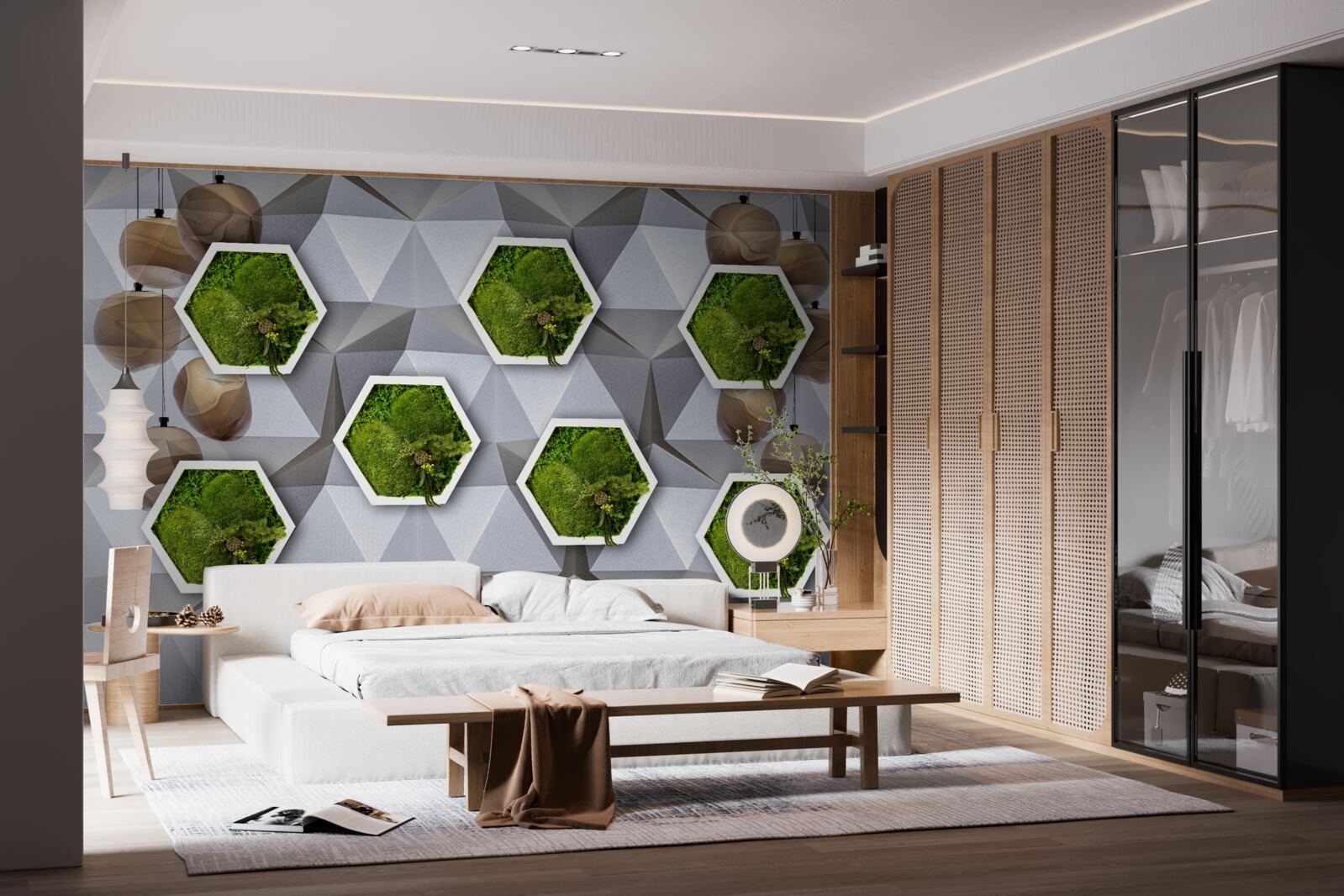 Fotobehang vijfhoekige planten