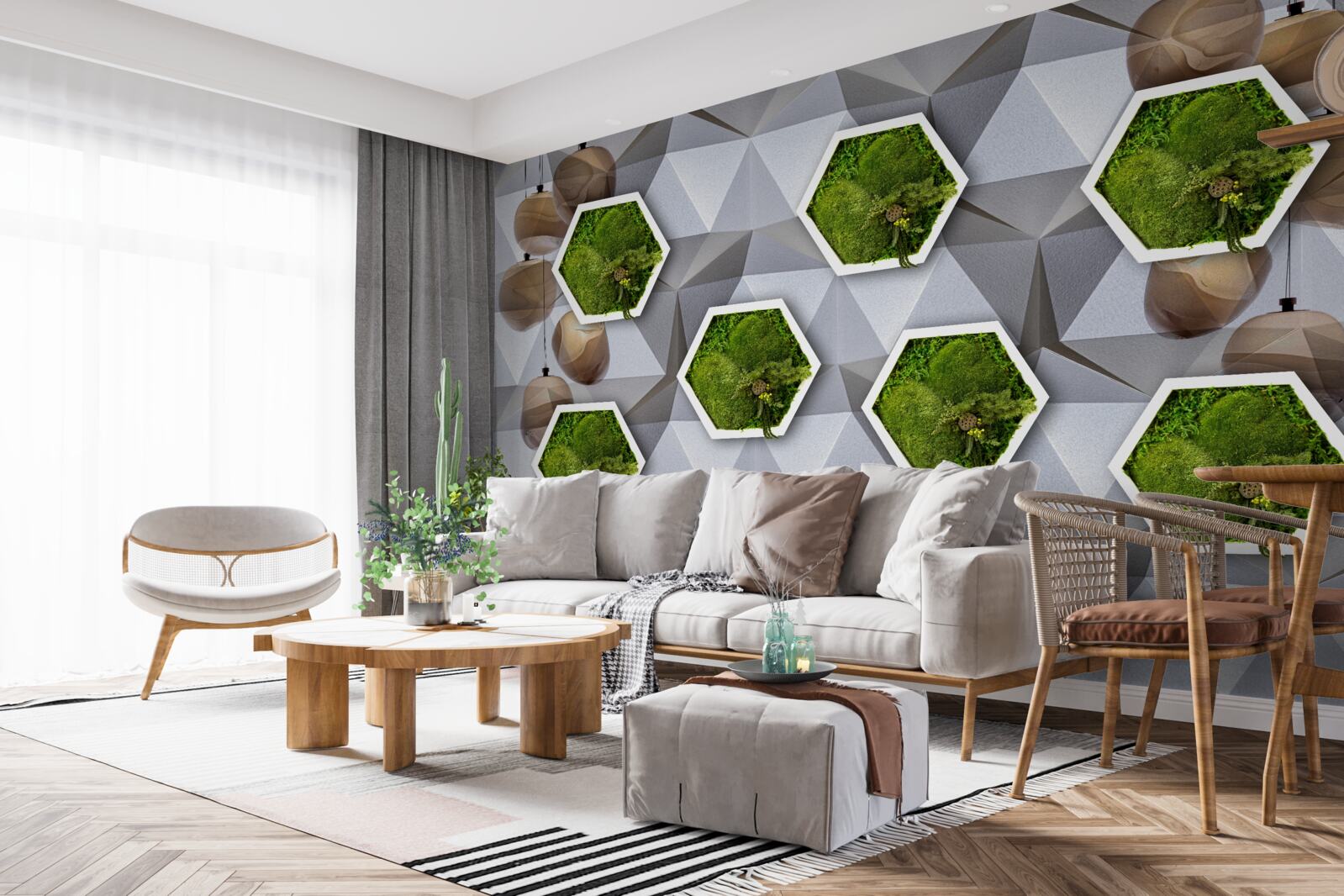 Fotobehang vijfhoekige planten