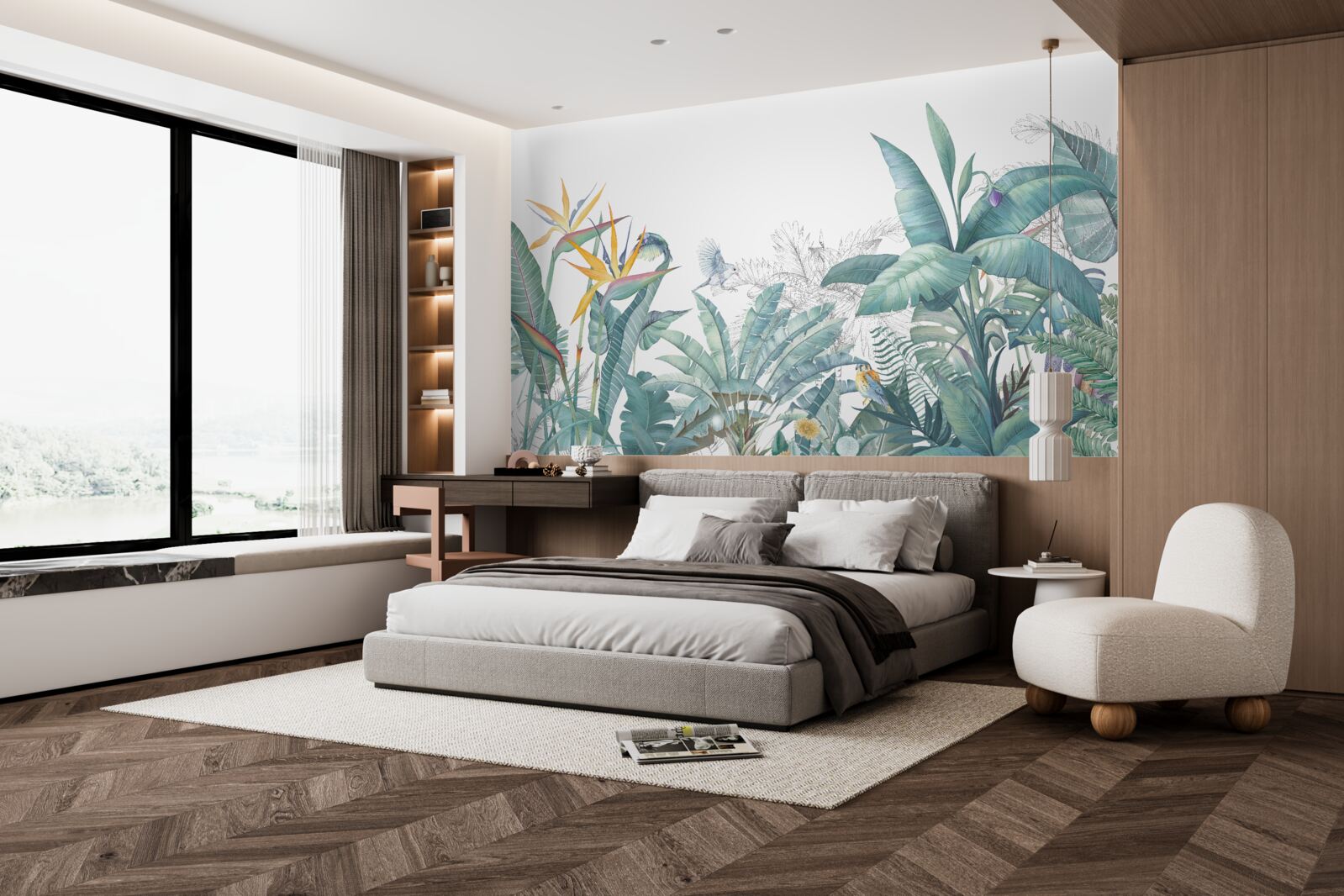 Fotobehang groene tropische planten