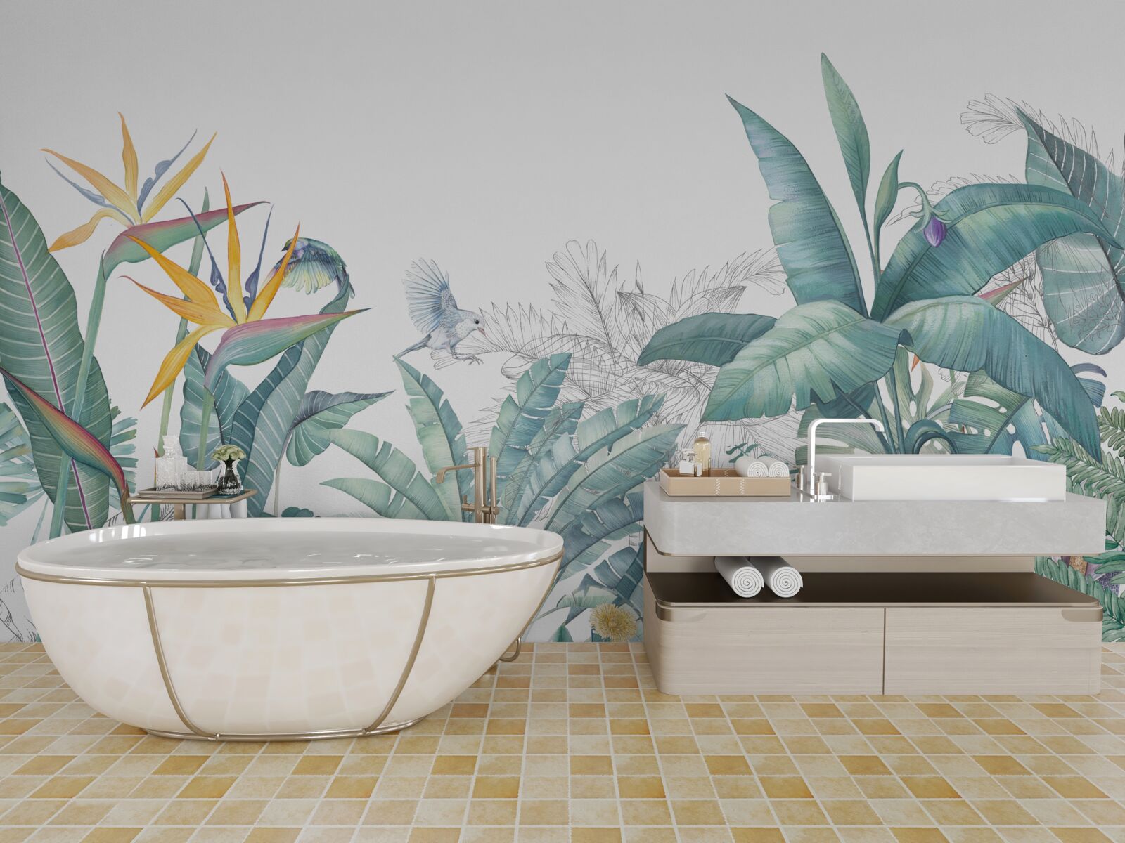 Fotobehang groene tropische planten