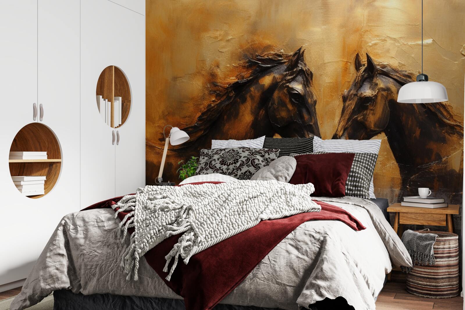 Fotobehang twee paarden in het water