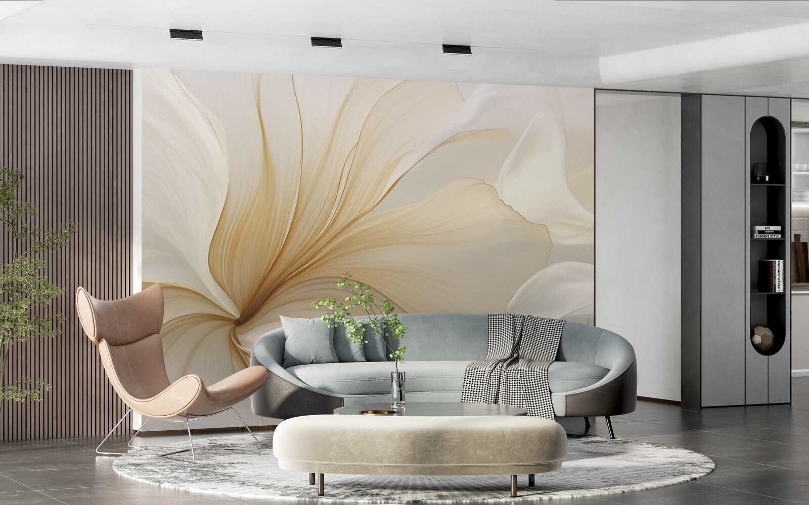 Fotobehang licht marmer, versierd met elegante patronen