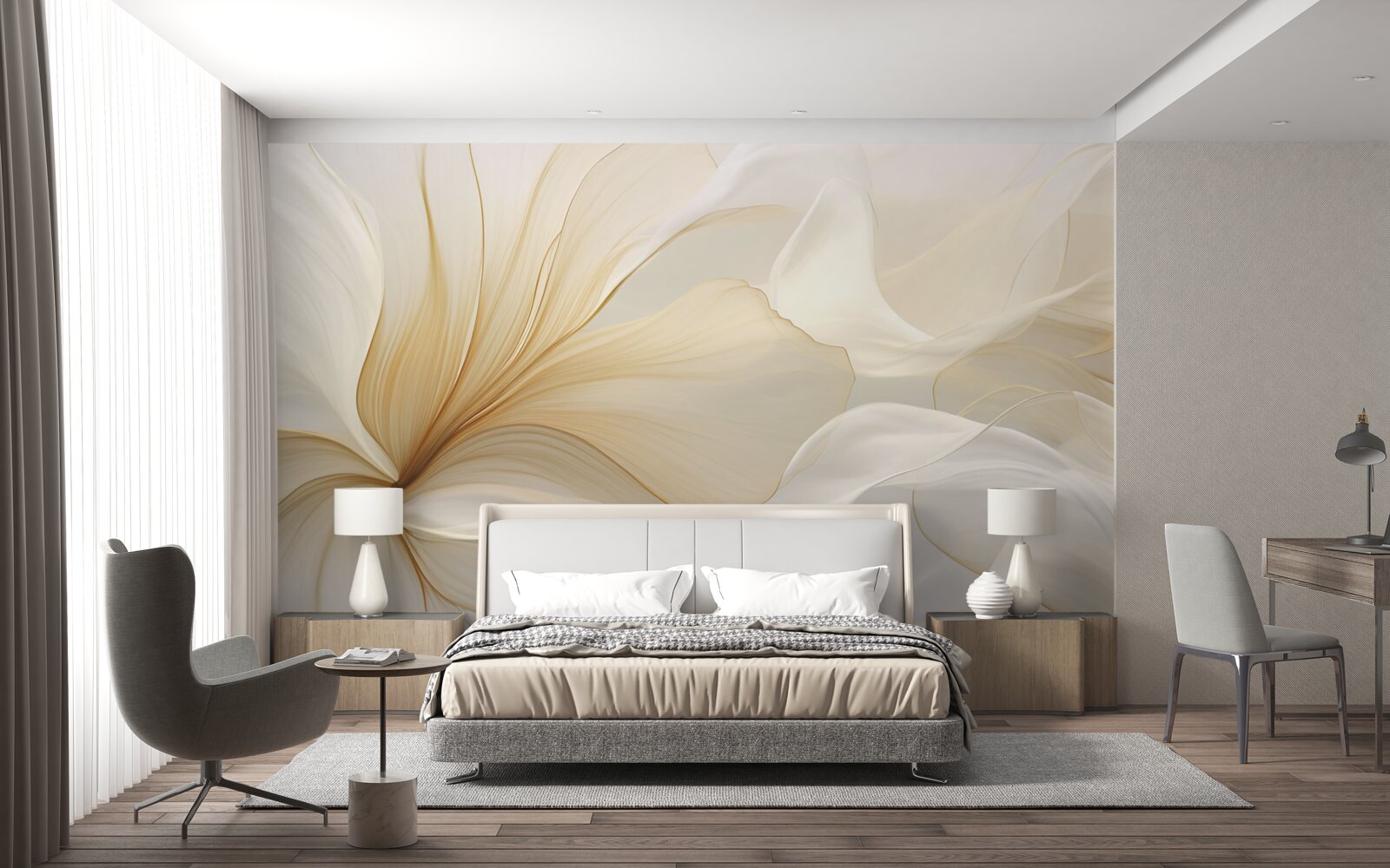 Fotobehang licht marmer, versierd met elegante patronen