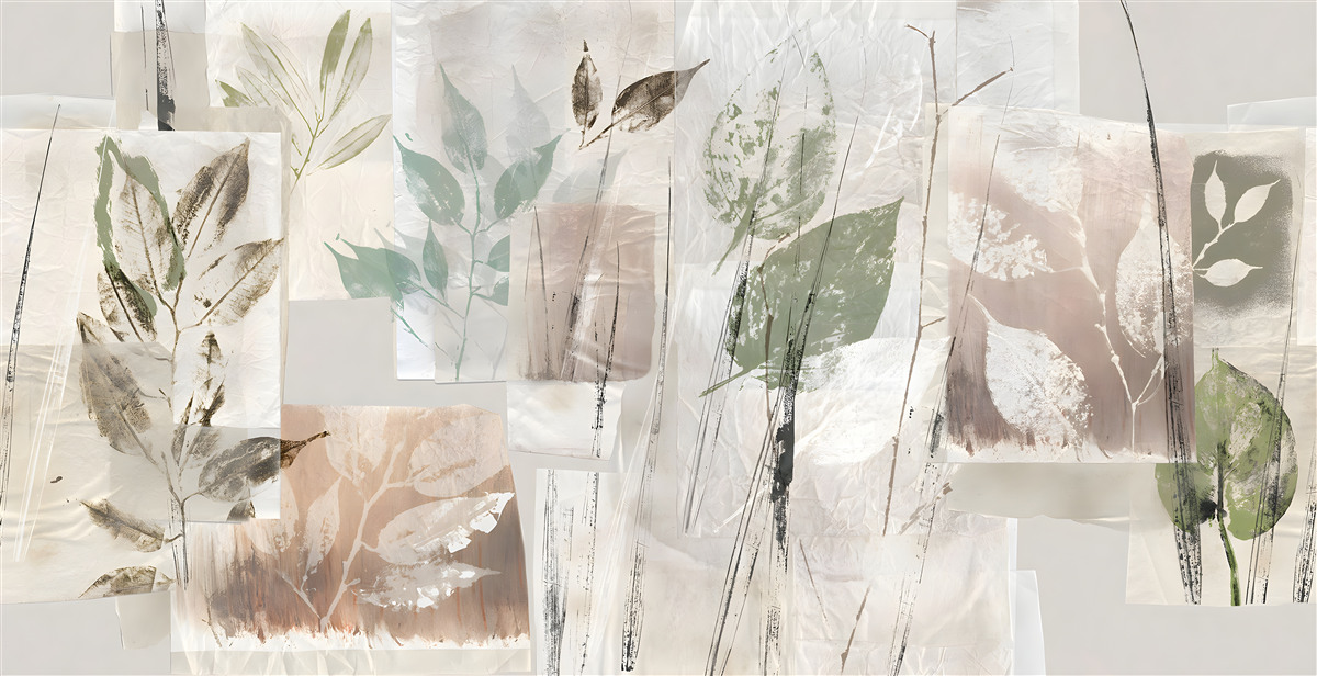 Fotobehang contouren van exotische flora