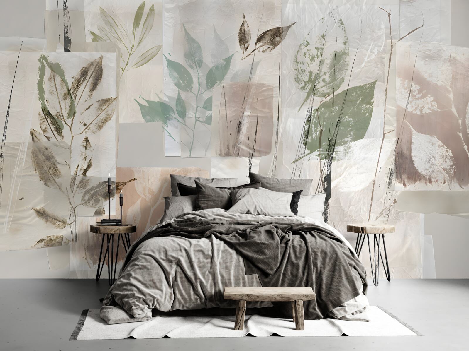 Fotobehang contouren van exotische flora