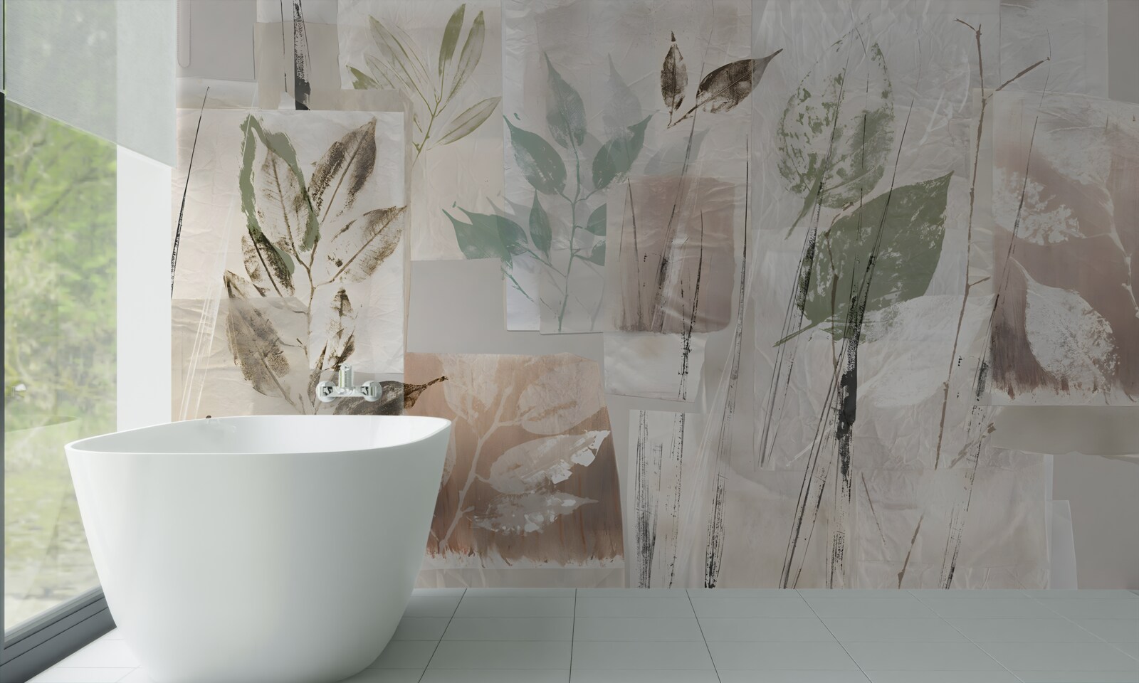 Fotobehang contouren van exotische flora