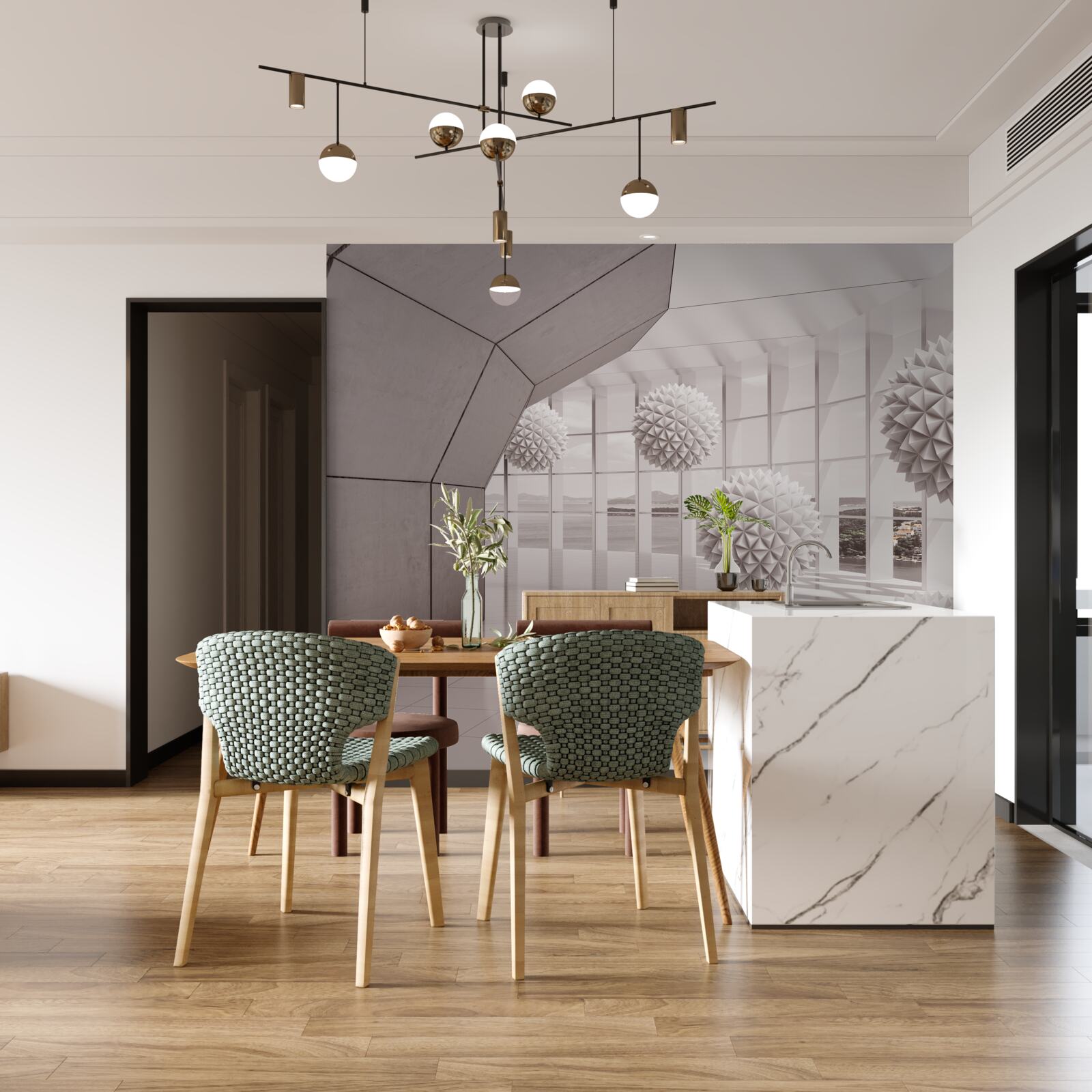 Fotobehang scherpe stekelballen in de tunnel