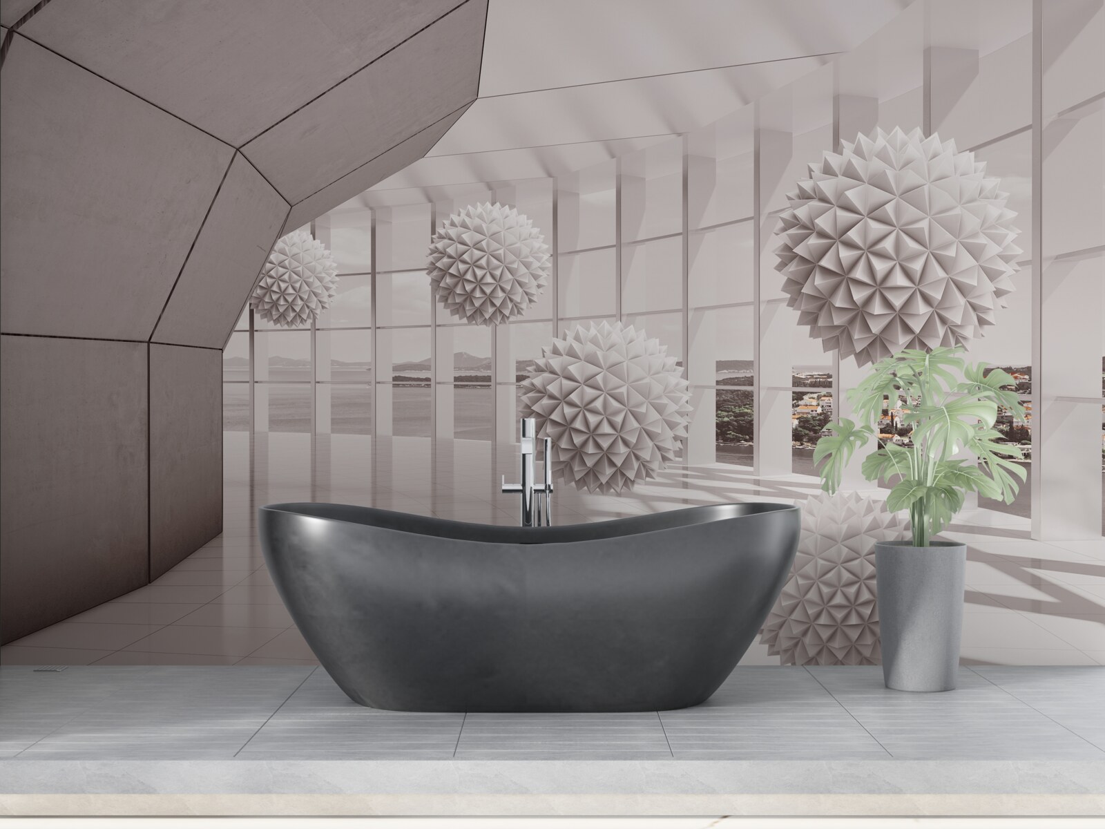 Fotobehang scherpe stekelballen in de tunnel