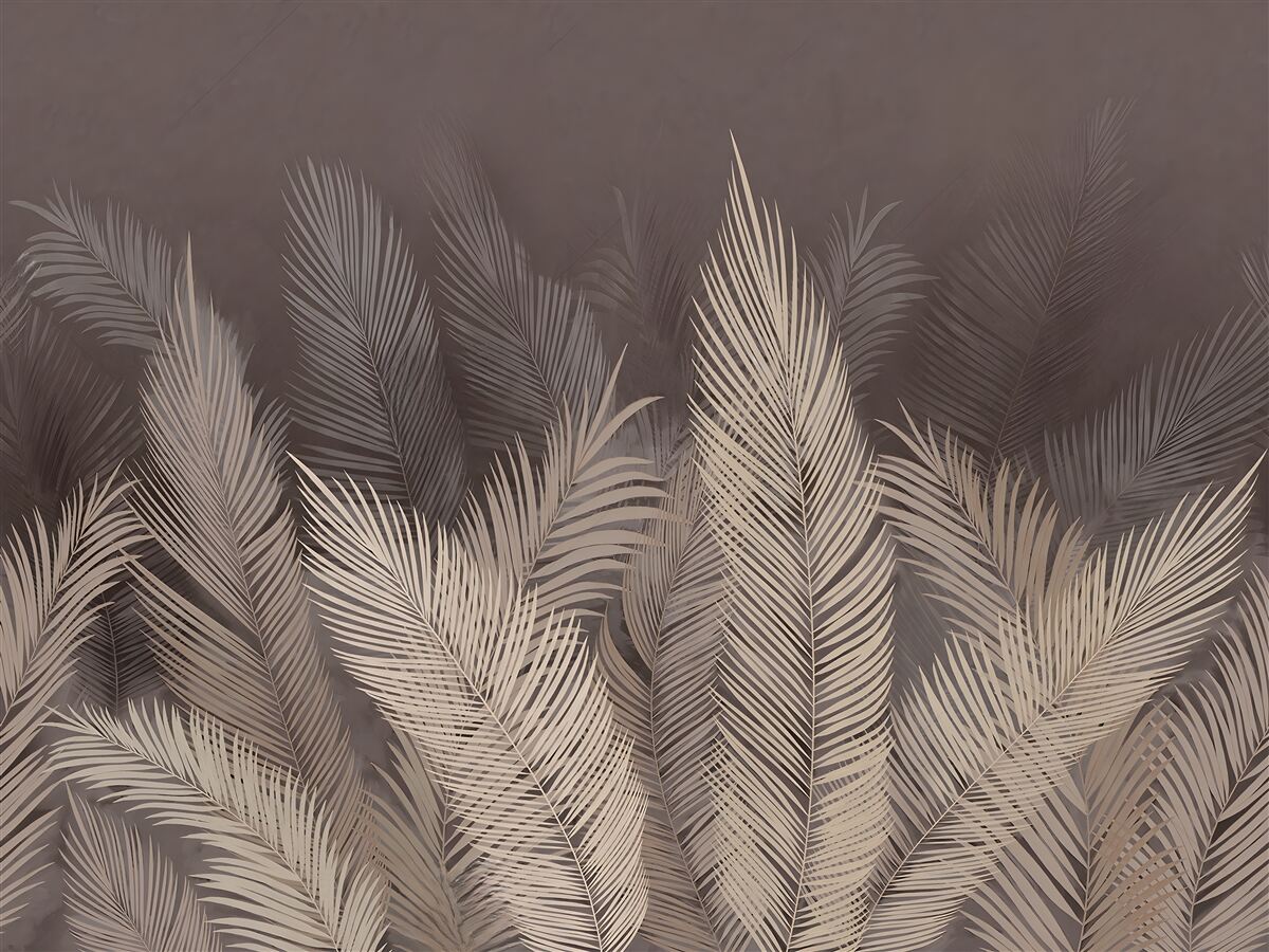 Fotobehang weelderig groene varens in de avond