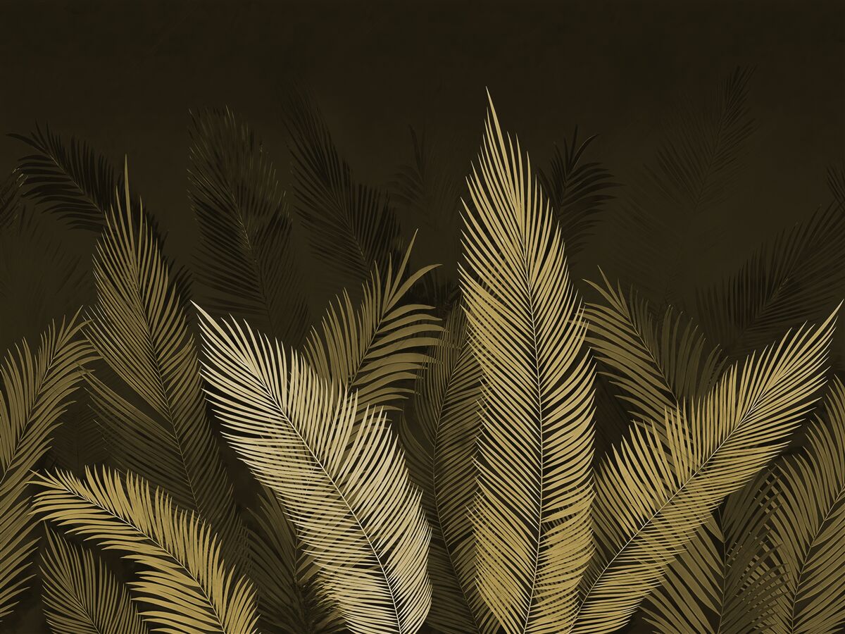 Fotobehang varenbladeren in het nachtbos