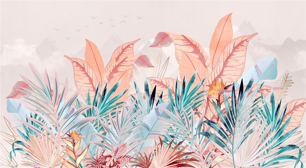 Fotobehang varenbladeren in alle kleuren