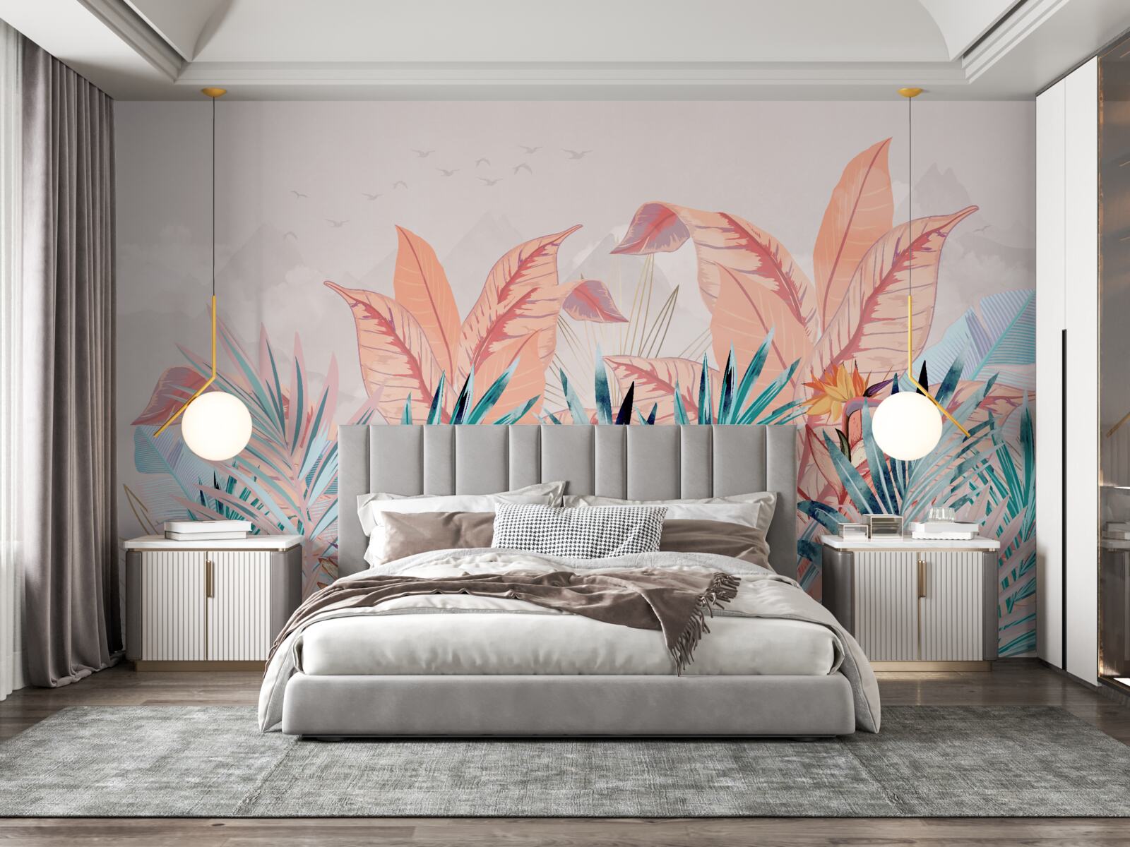 Fotobehang varenbladeren in alle kleuren