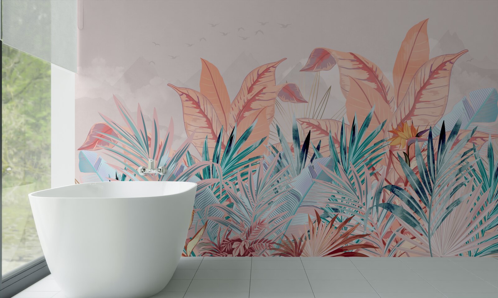 Fotobehang varenbladeren in alle kleuren