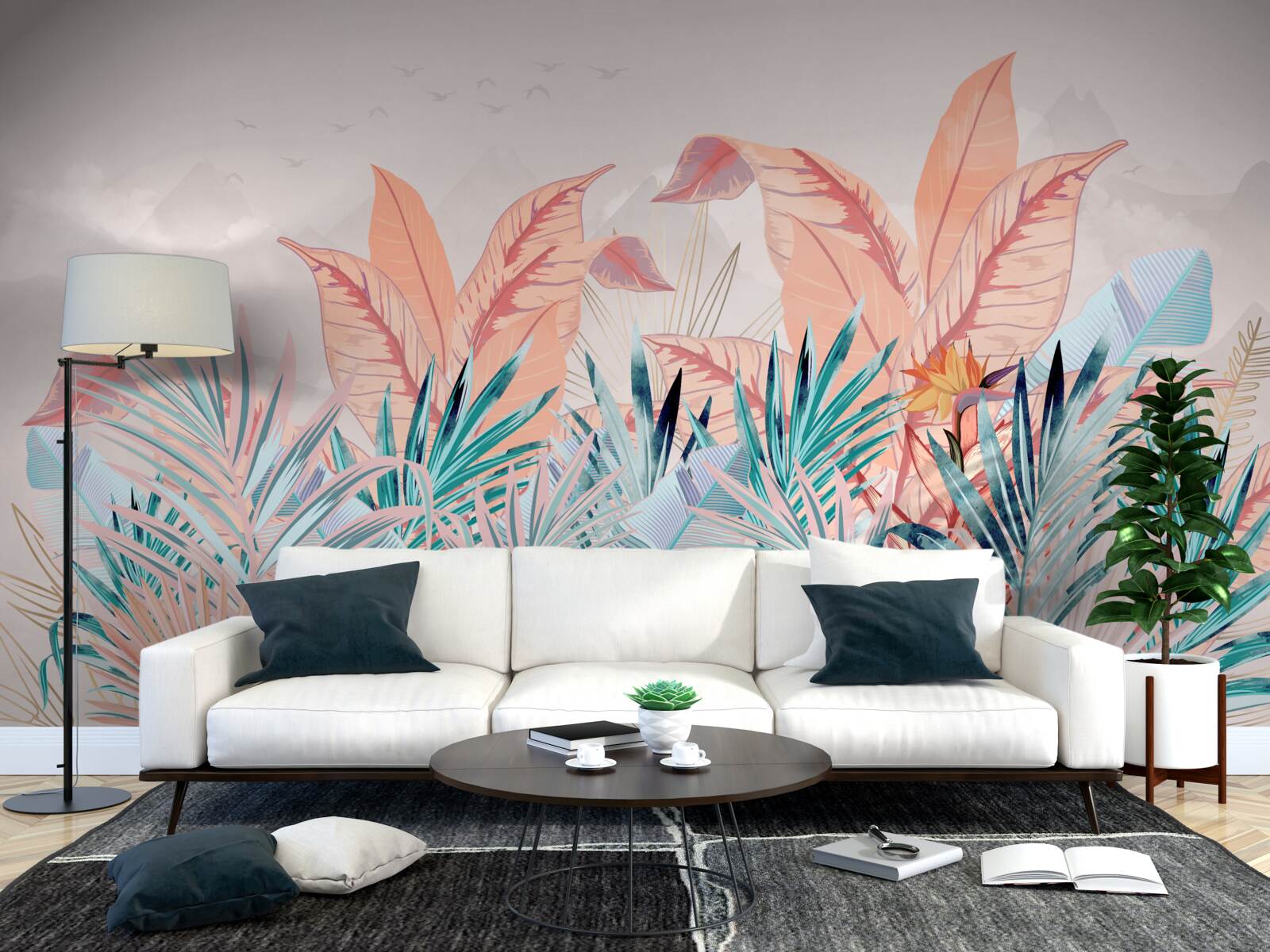 Fotobehang varenbladeren in alle kleuren