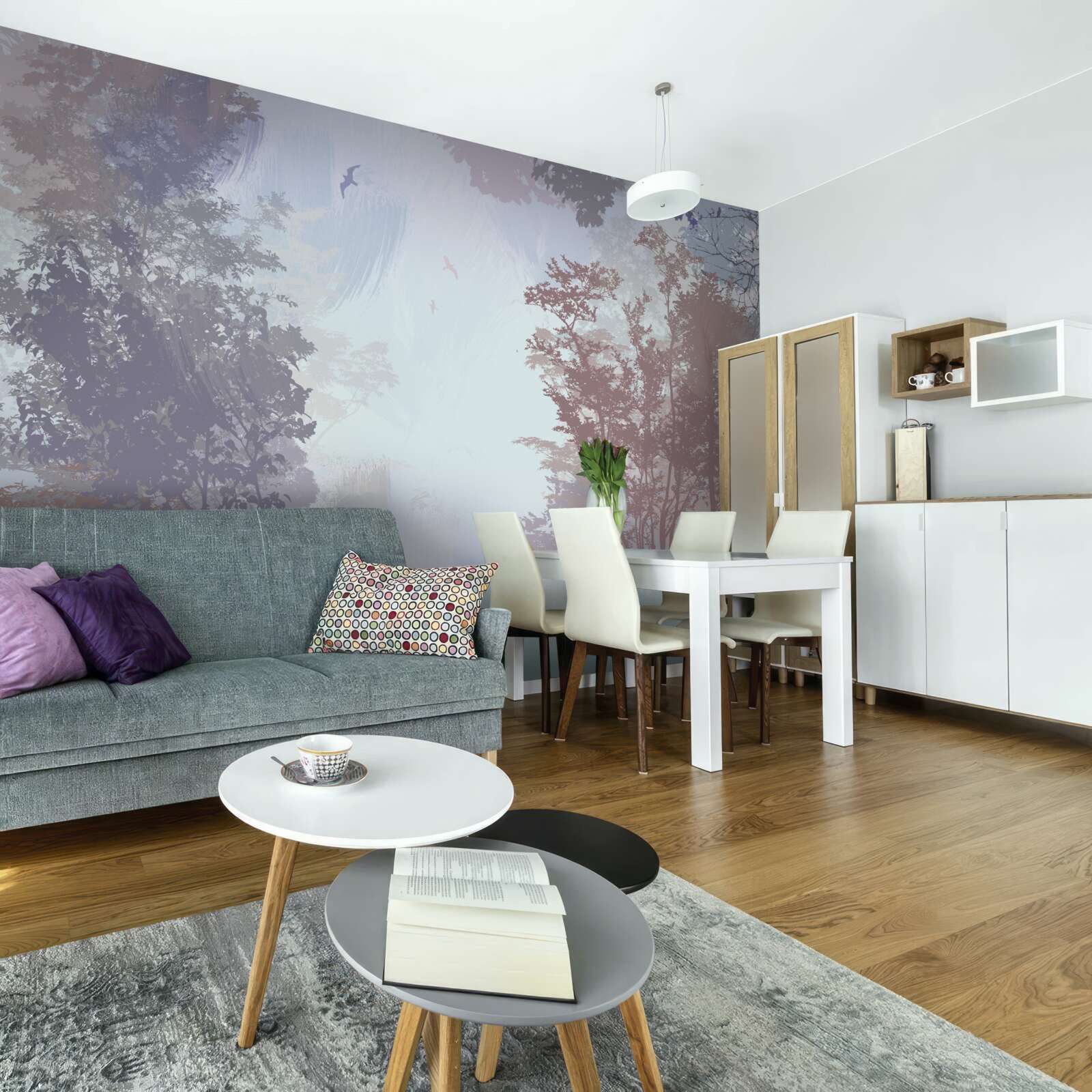 Fotobehang een ochtend in het bos in de herfst