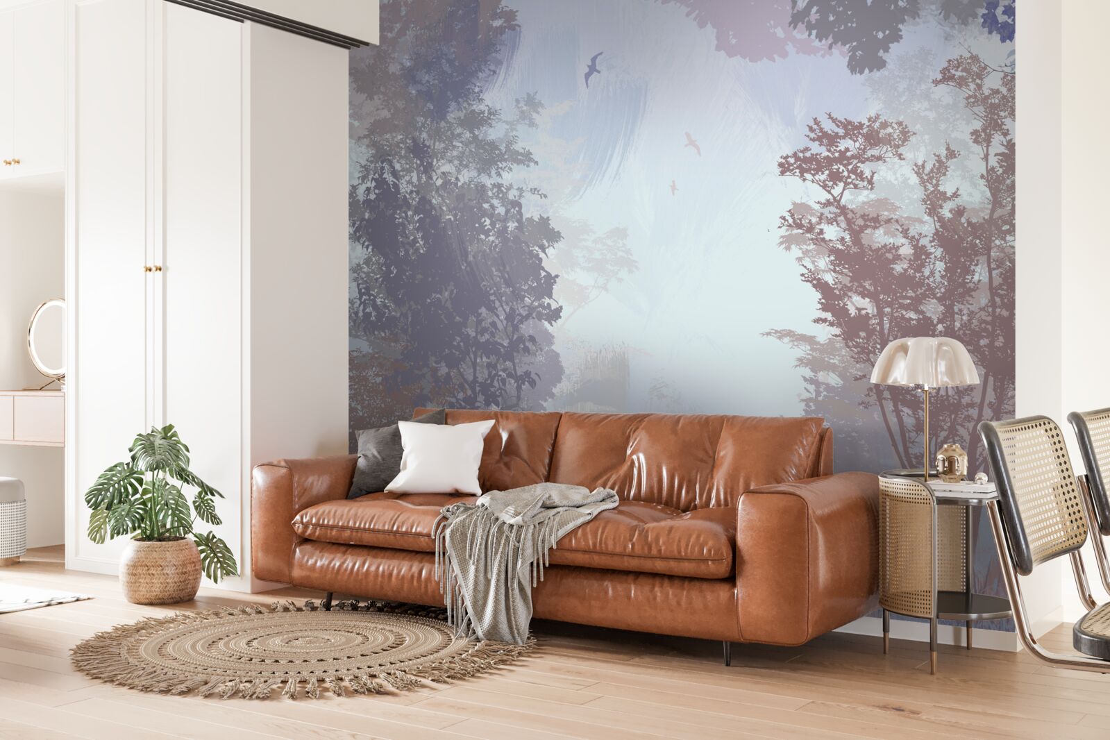 Fotobehang een ochtend in het bos in de herfst