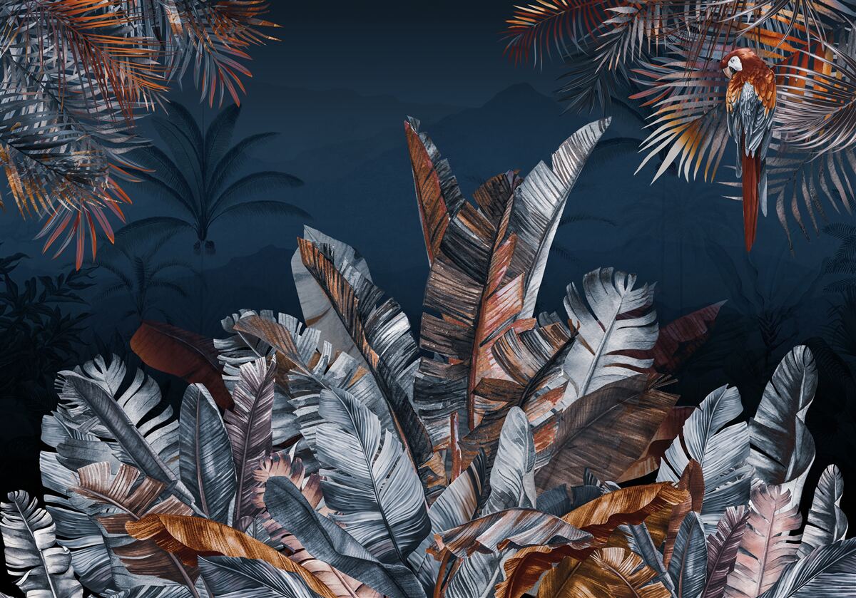 Fotobehang nacht jungle en varen