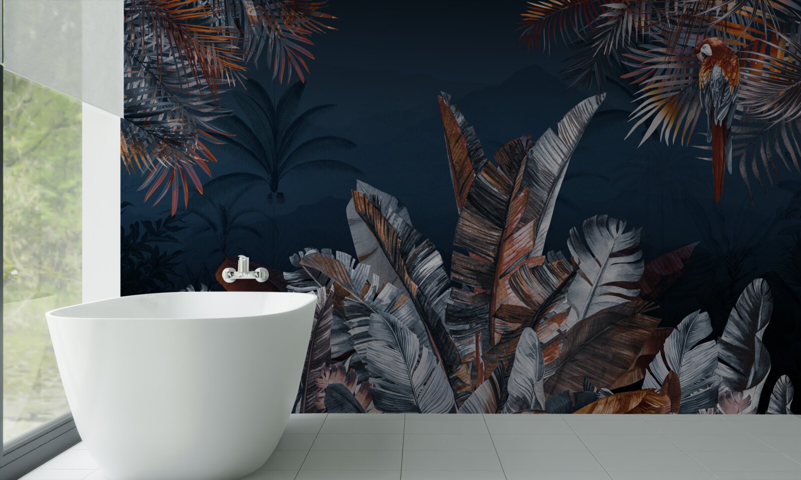 Fotobehang nacht jungle en varen