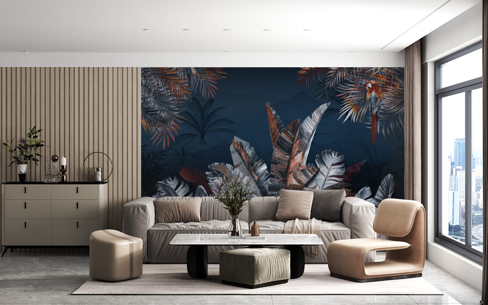 Fotobehang nacht jungle en varen