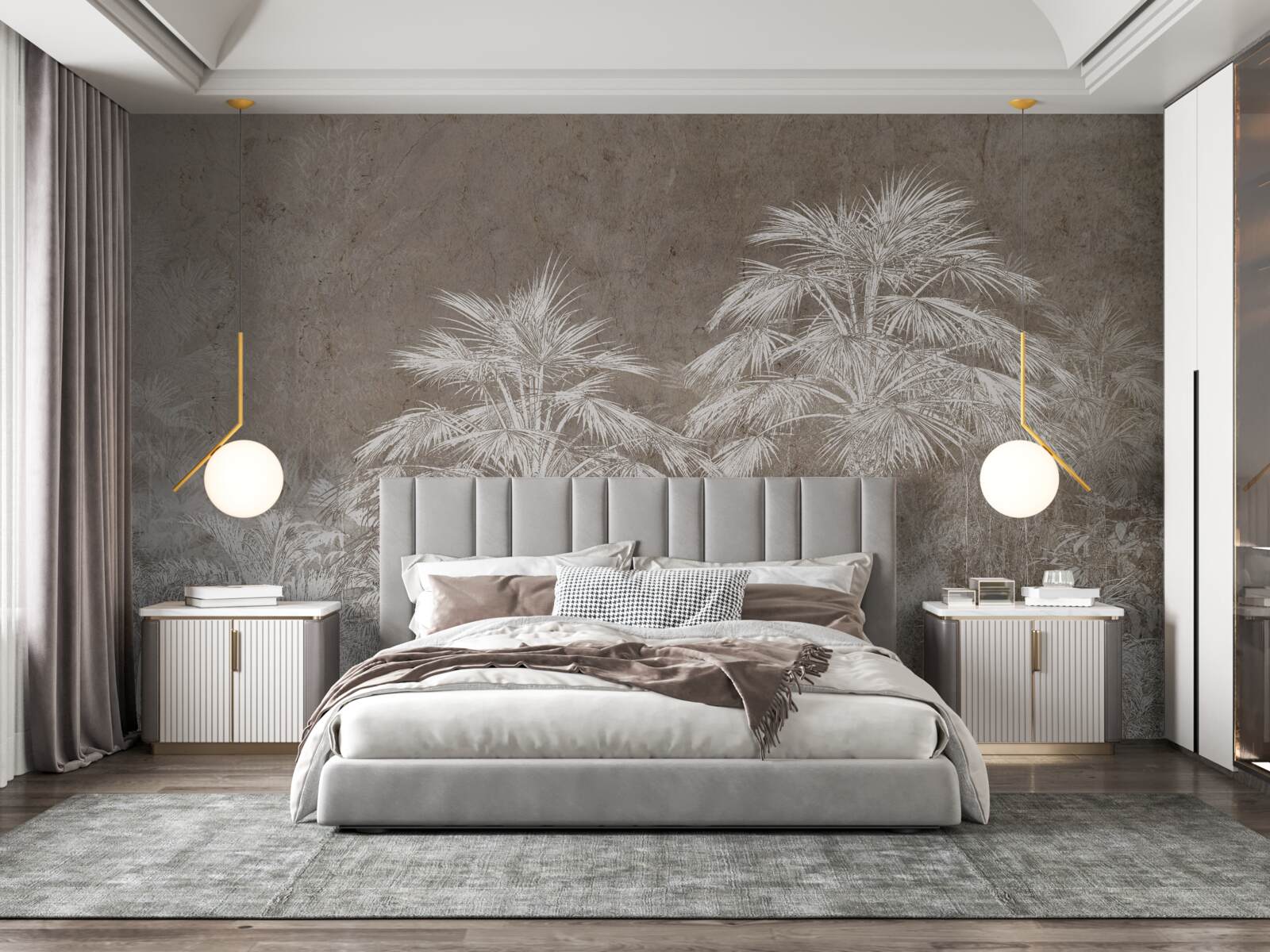 Fotobehang dichte tropische vegetatie bij nacht