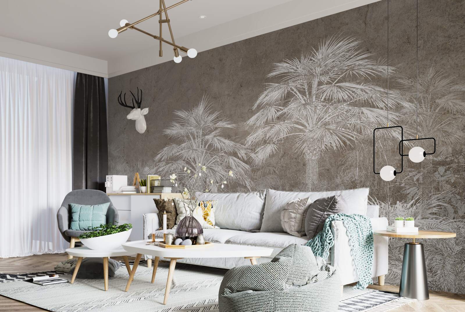 Fotobehang dichte tropische vegetatie bij nacht